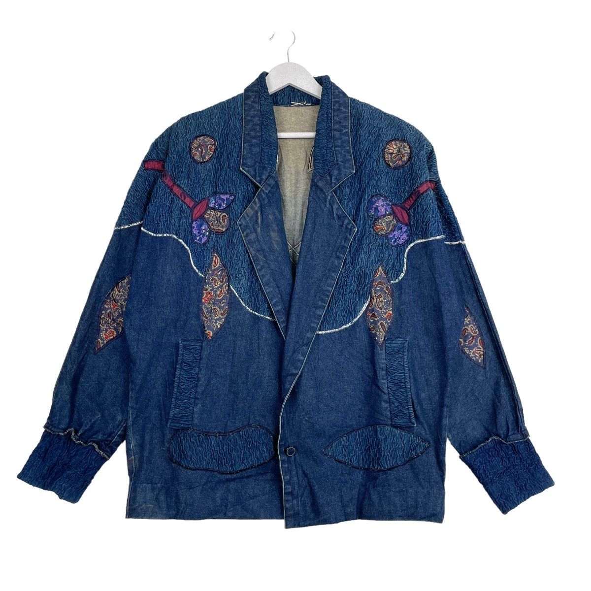 45rpm × Indigo × Japanese Brand 💥JAPANESE DYED INDIGO EMBROIDERY DENIM JACKET Size US L / EU 52-54 / 3 - 1 Thumbnail
