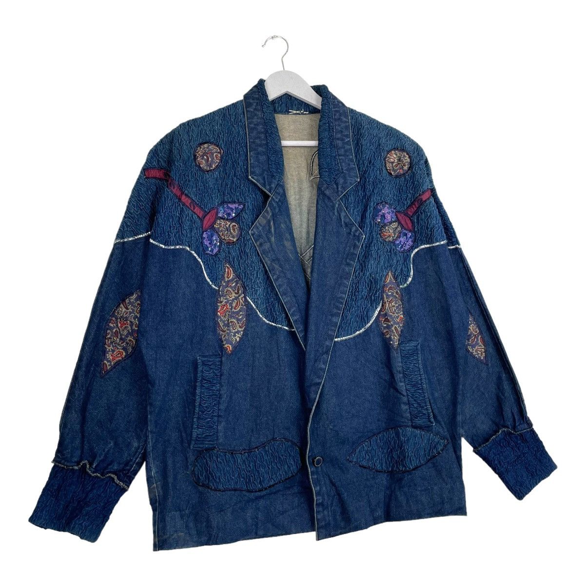 45rpm × Indigo × Japanese Brand 💥JAPANESE DYED INDIGO EMBROIDERY DENIM JACKET Size US L / EU 52-54 / 3 - 3 Thumbnail