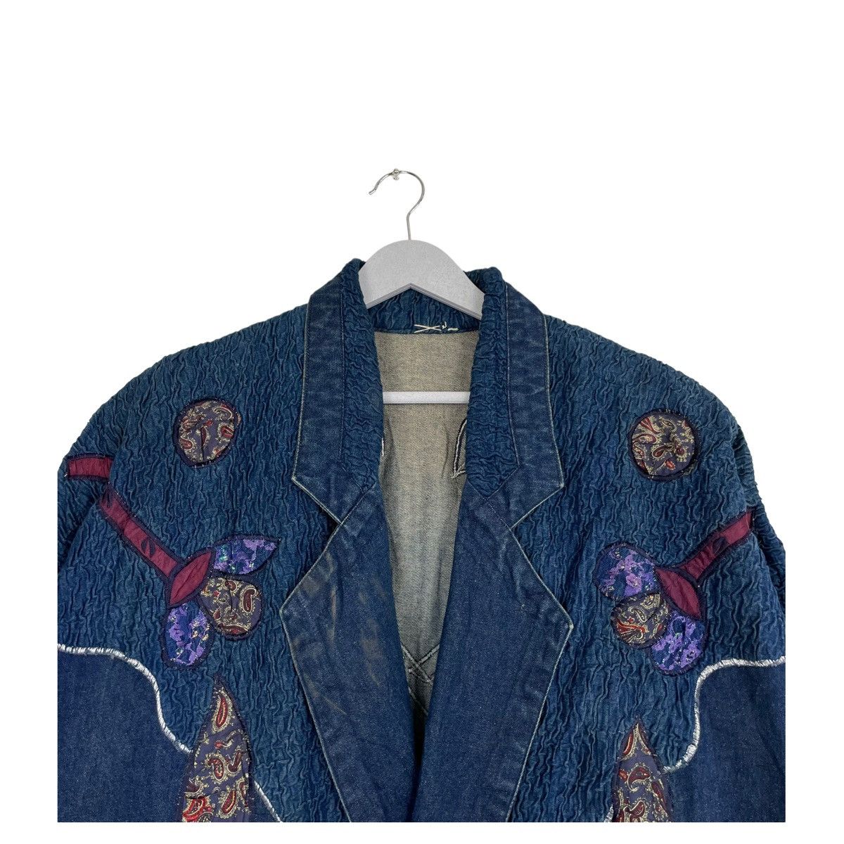 45rpm × Indigo × Japanese Brand 💥JAPANESE DYED INDIGO EMBROIDERY DENIM JACKET Size US L / EU 52-54 / 3 - 4 Thumbnail