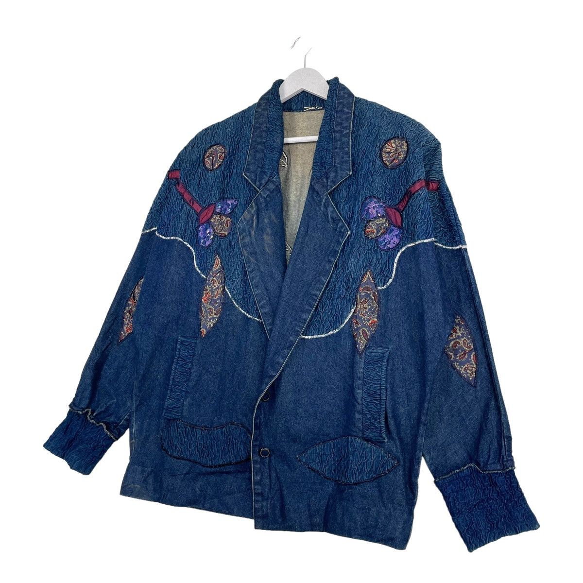 45rpm × Indigo × Japanese Brand 💥JAPANESE DYED INDIGO EMBROIDERY DENIM JACKET Size US L / EU 52-54 / 3 - 2 Thumbnail