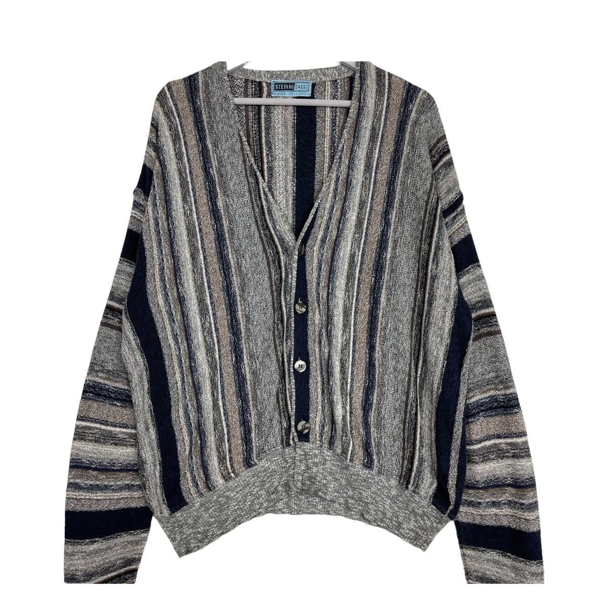 Aran Isles Knitwear × Japanese Brand 💥90s STEFANO DASSI ITALY KNIT CARDIGAN SWEATER Size US L / EU 52-54 / 3 - 5 Thumbnail
