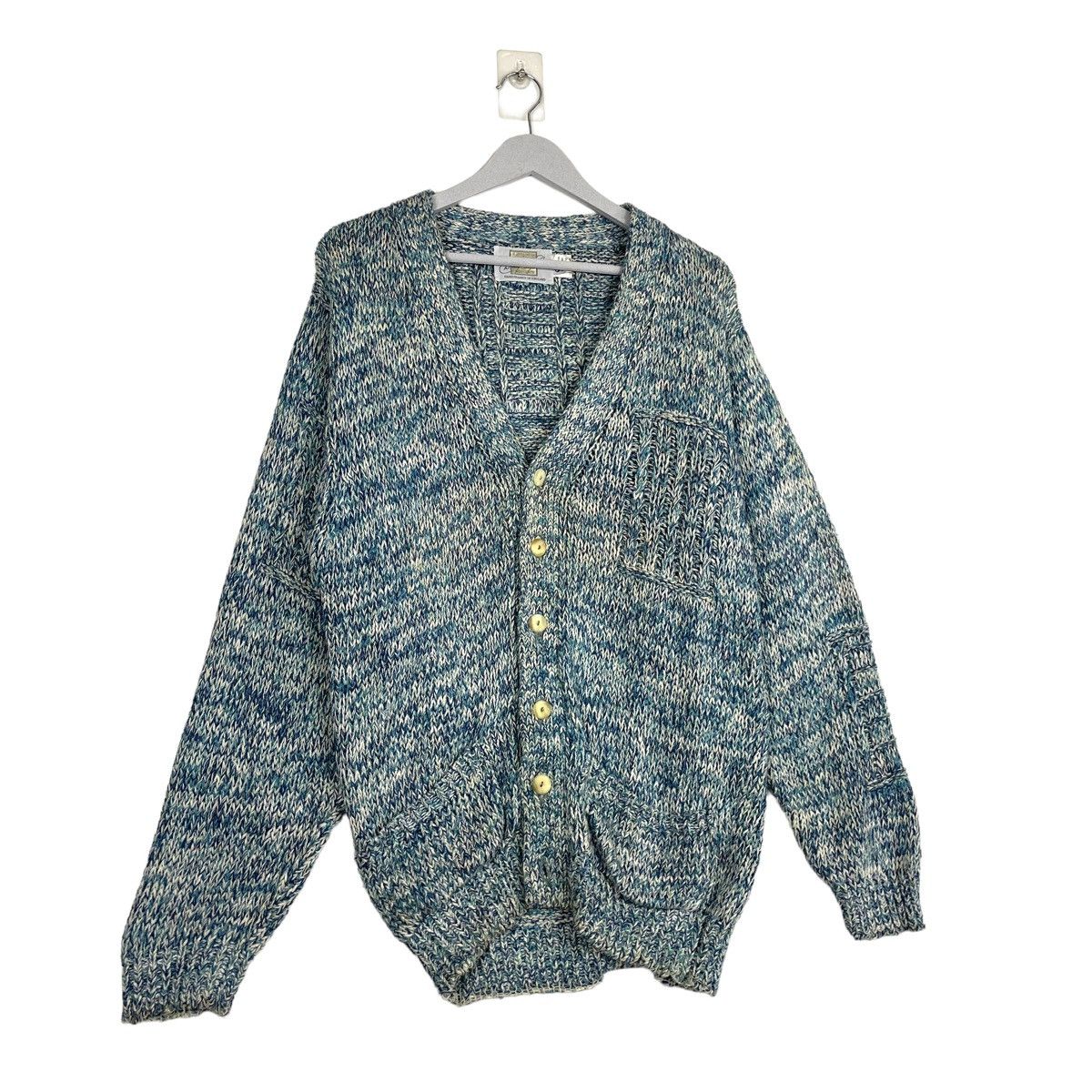 Aran Isles Knitwear × Japanese Brand 💥80s CHRISTOPFER FISCHER HANDKNIT CARDIGAN SWEATER Size US M / EU 48-50 / 2 - 3 Thumbnail