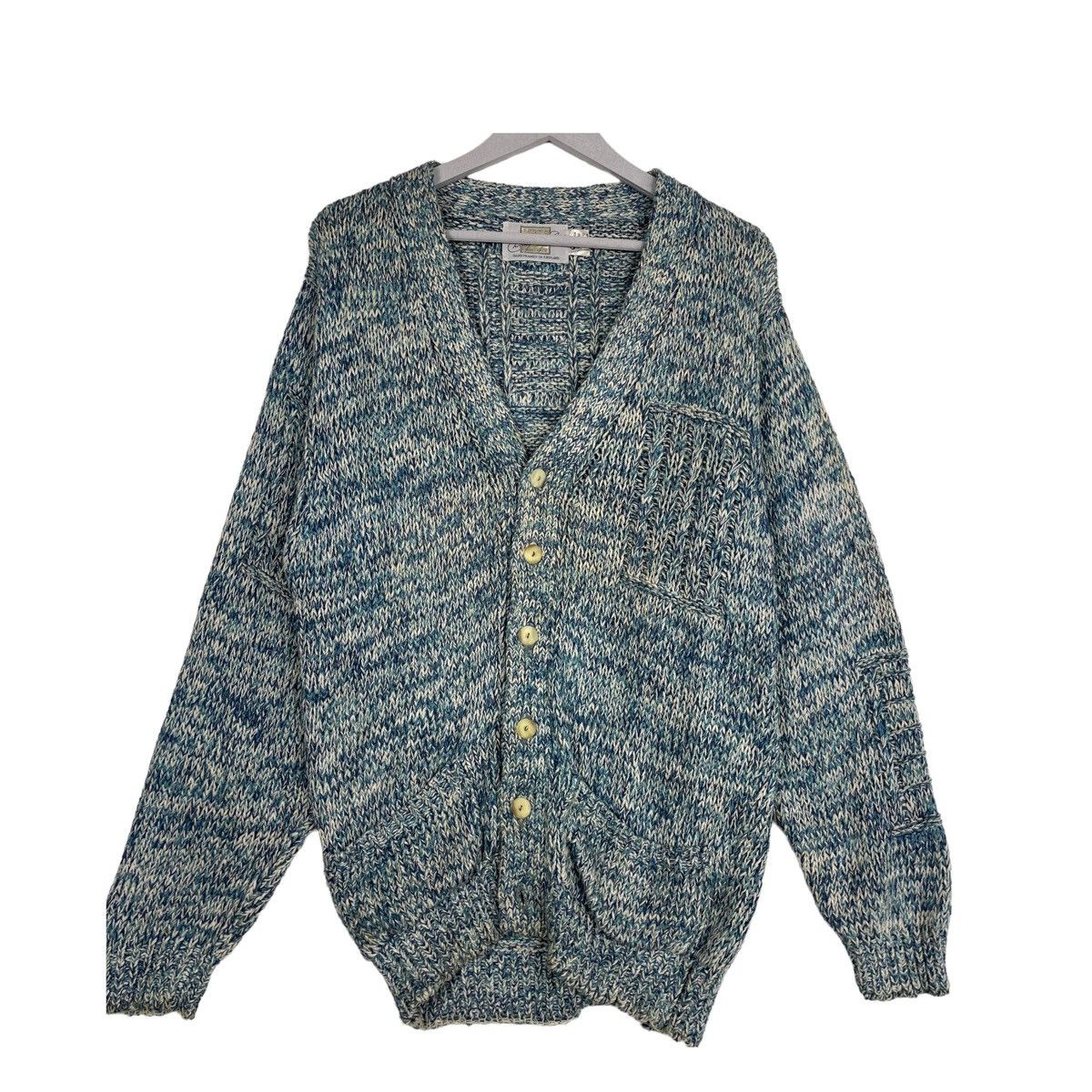 Aran Isles Knitwear × Japanese Brand 💥80s CHRISTOPFER FISCHER HANDKNIT CARDIGAN SWEATER Size US M / EU 48-50 / 2 - 5 Thumbnail