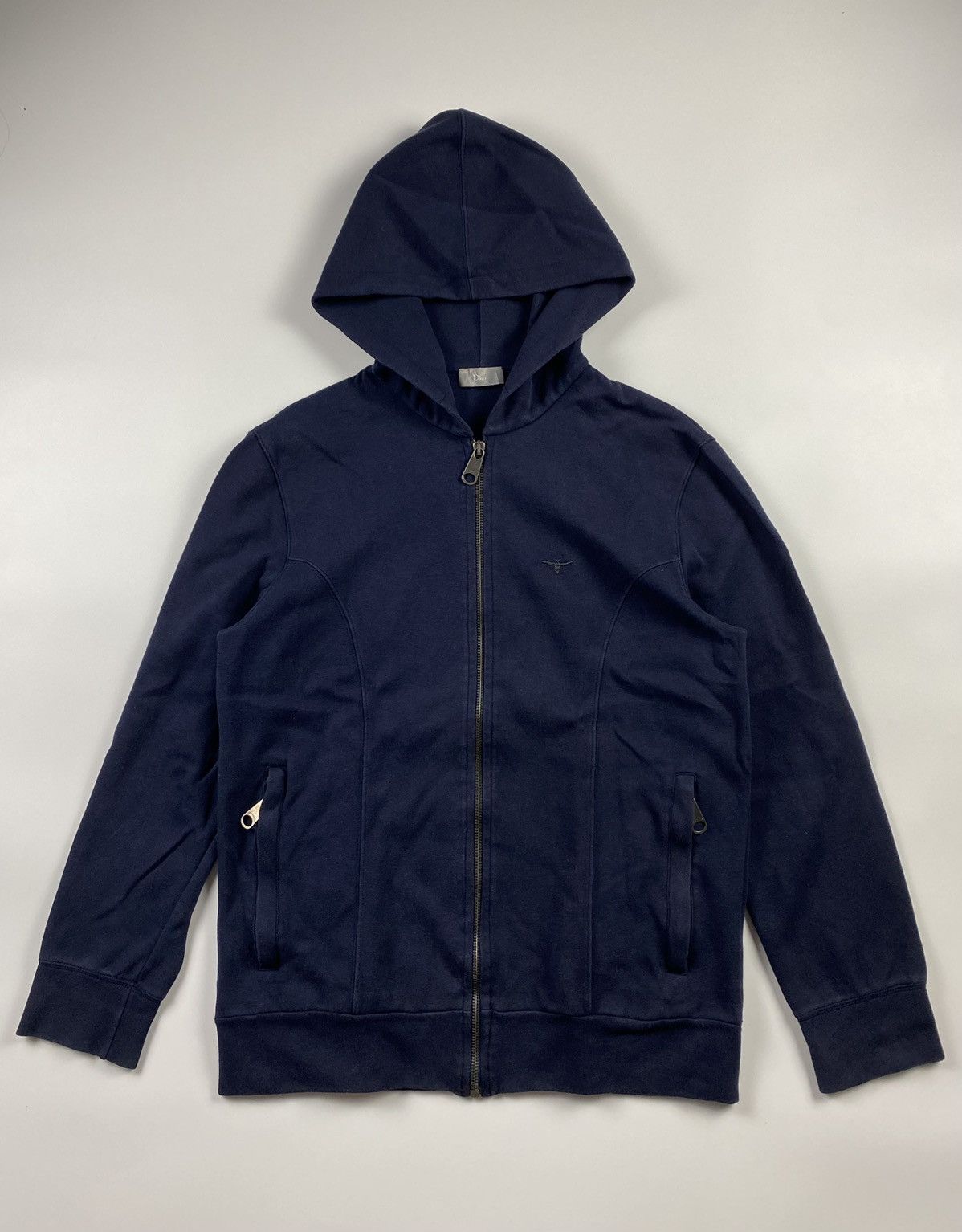 image of Dior X Hedi Slimane Zip Up Hoodie in Navy, Men's (Size Small)