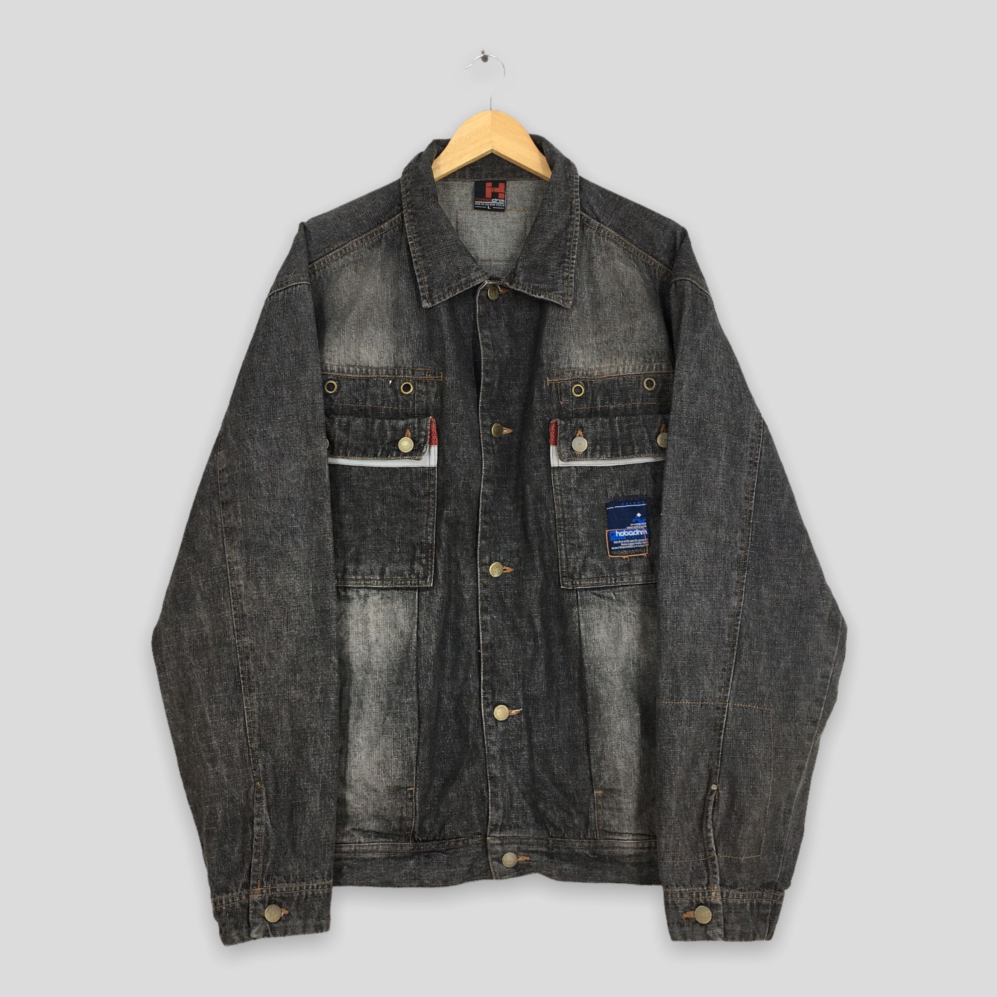 image of 80's Hobo Denim Chore Workers Jacket Labour Large in Black, Men's