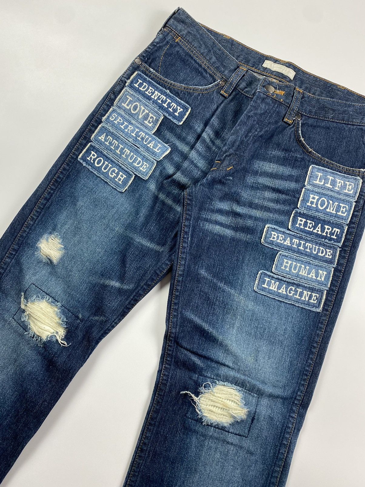 Number (N)ine Number (N)ine S/S’02 The Modern Age Patch Denim Jeans Size US 30 / EU 46 - 6 Thumbnail