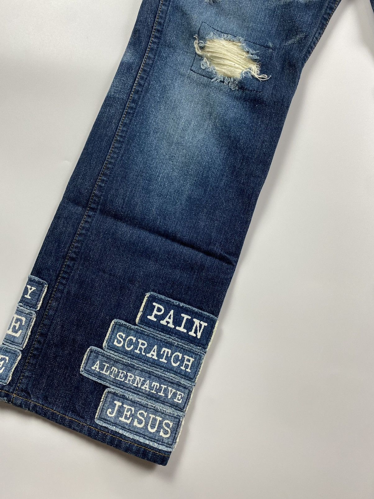 Number (N)ine Number (N)ine S/S’02 The Modern Age Patch Denim Jeans Size US 30 / EU 46 - 5 Thumbnail