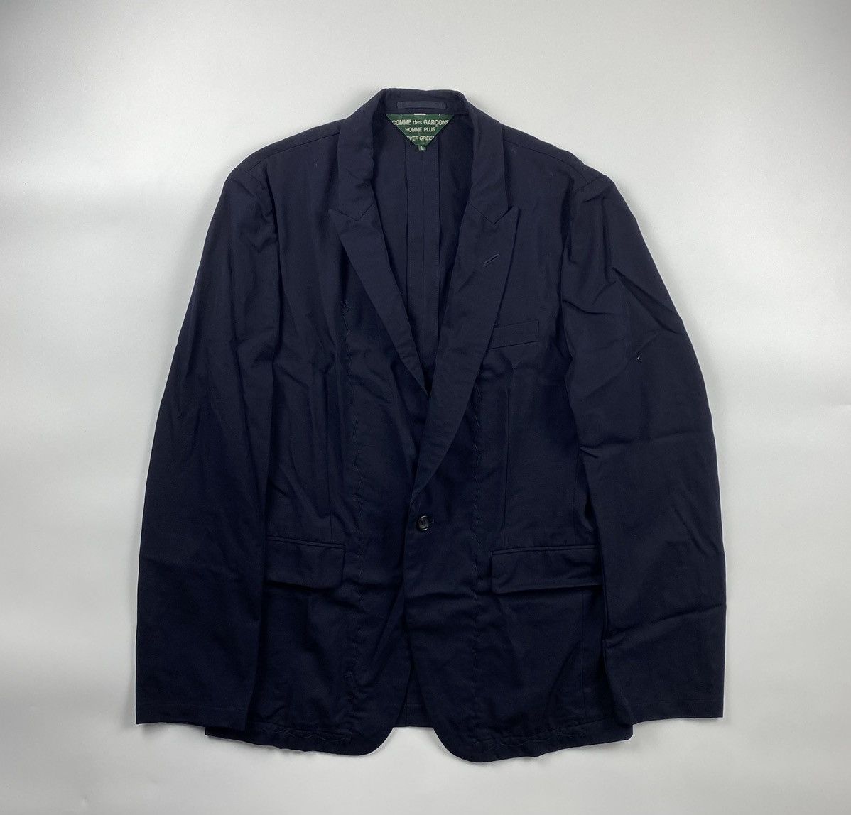 image of Comme Des Garcons x Comme Des Garcons Homme Plus Evergreen Ad2006 Wool Jacket in Navy (Size Large)