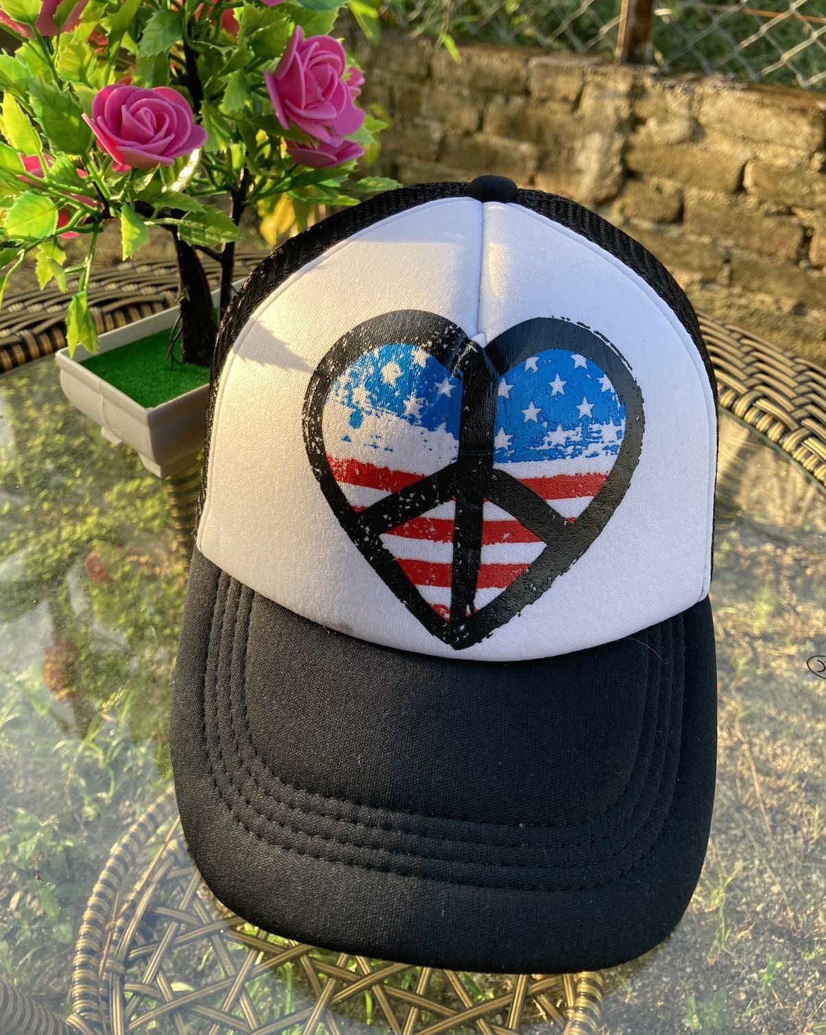 City Streets Love American Flag Trucker Hat Size ONE SIZE - 2 Thumbnail