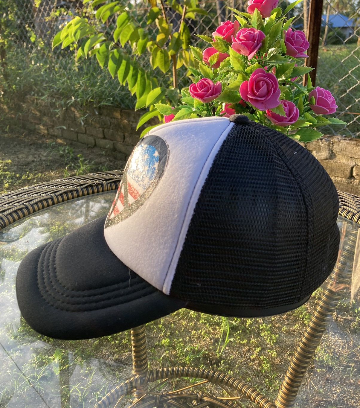 City Streets Love American Flag Trucker Hat Size ONE SIZE - 3 Thumbnail