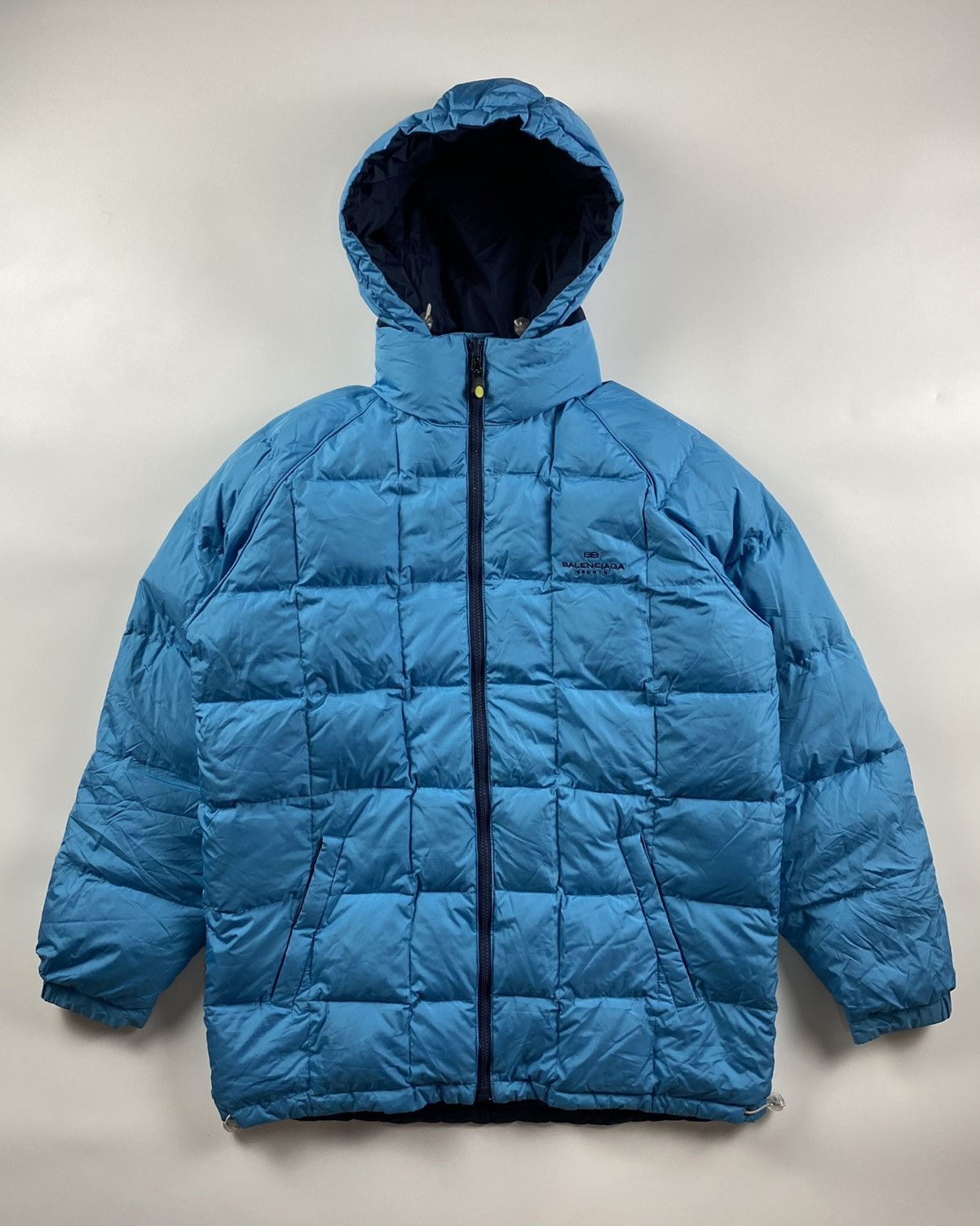 image of Vintage Balenciaga Puffer Jacket in Blue, Men's (Size XL)