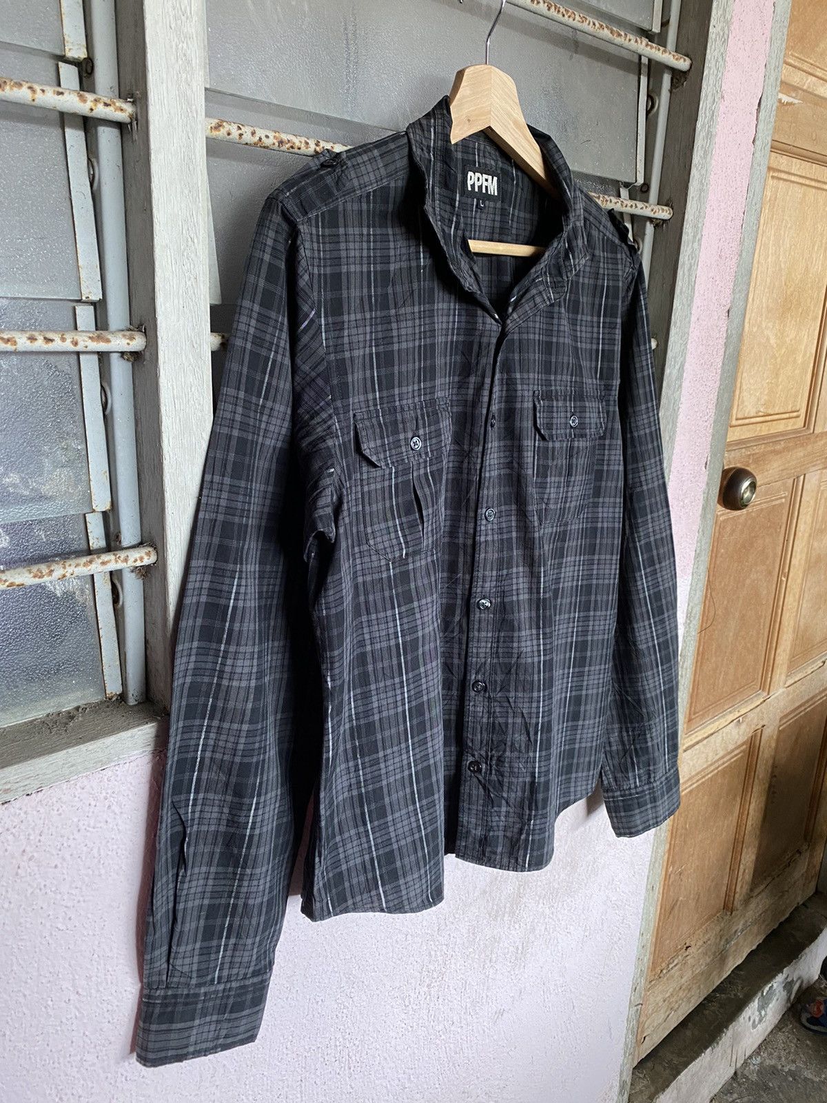 Designer × Japanese Brand SS PPFM plaid shirt button up Size L / US 10 / IT 46 - 3 Thumbnail