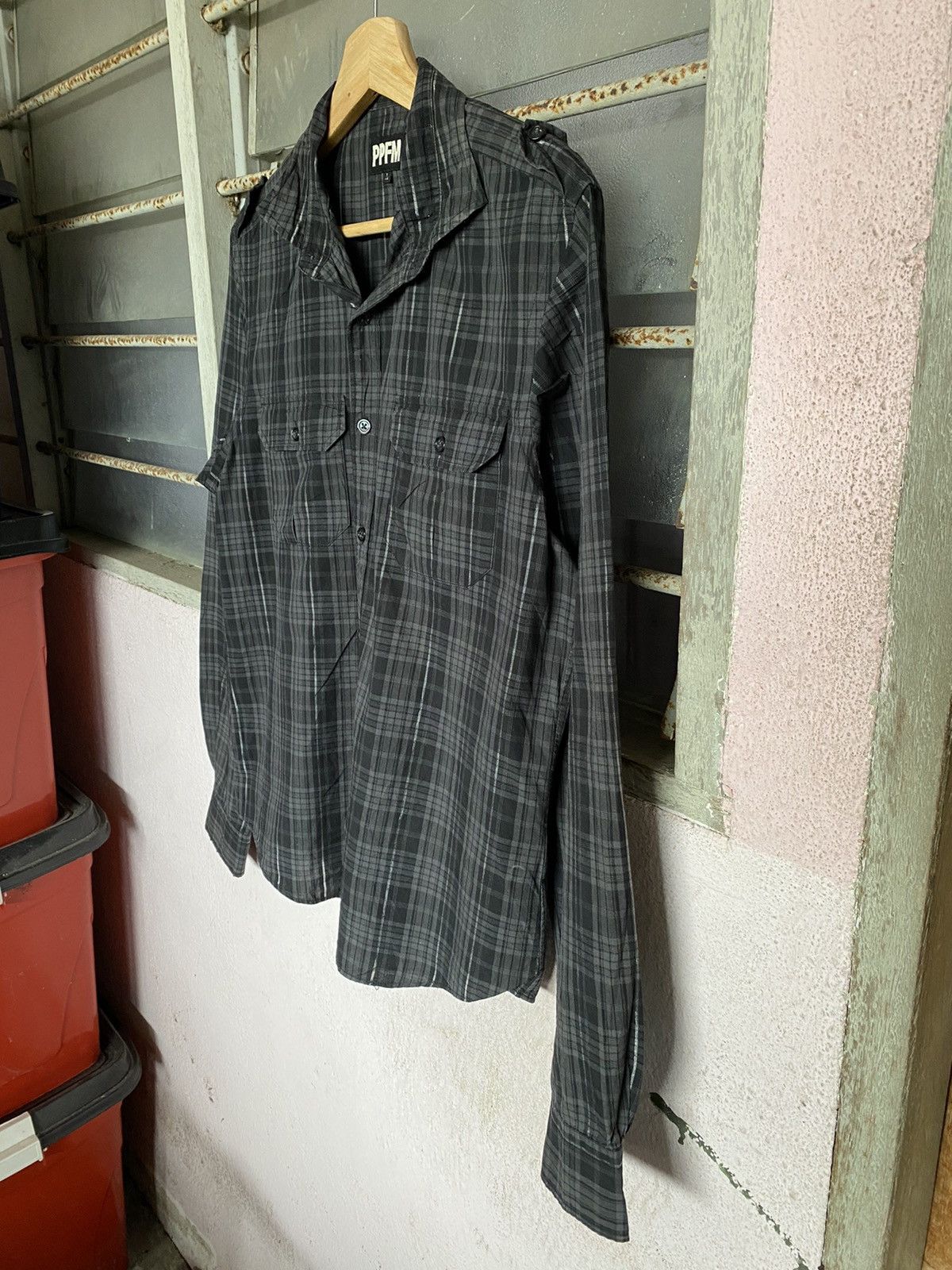 Designer × Japanese Brand SS PPFM plaid shirt button up Size L / US 10 / IT 46 - 4 Thumbnail