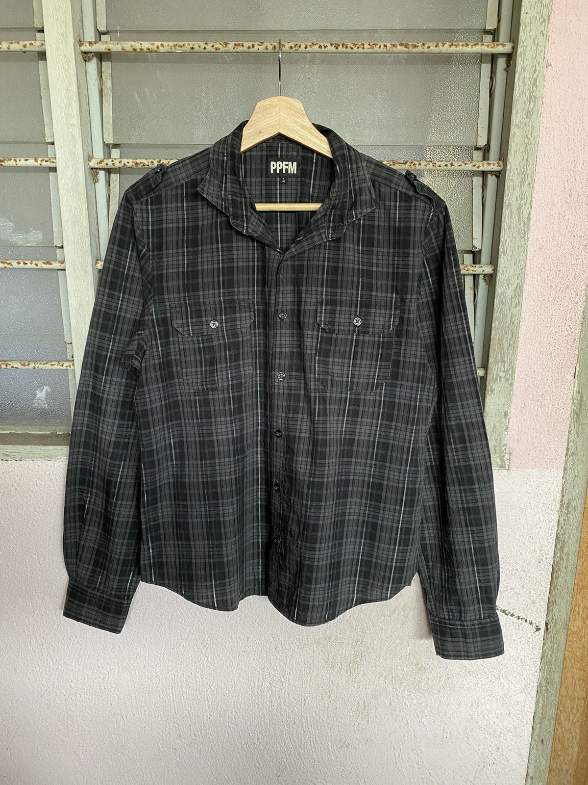Designer × Japanese Brand SS PPFM plaid shirt button up Size L / US 10 / IT 46 - 5 Thumbnail