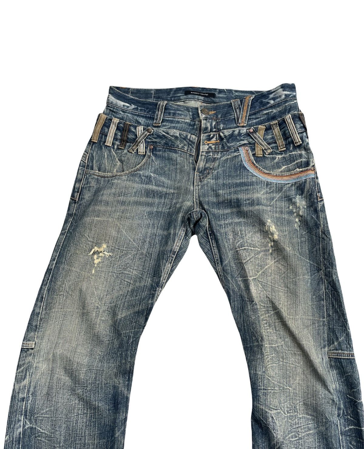 Japanese Brand Memory Special Double Waist Distressed Denim Size US 34 / EU 50 - 4 Thumbnail