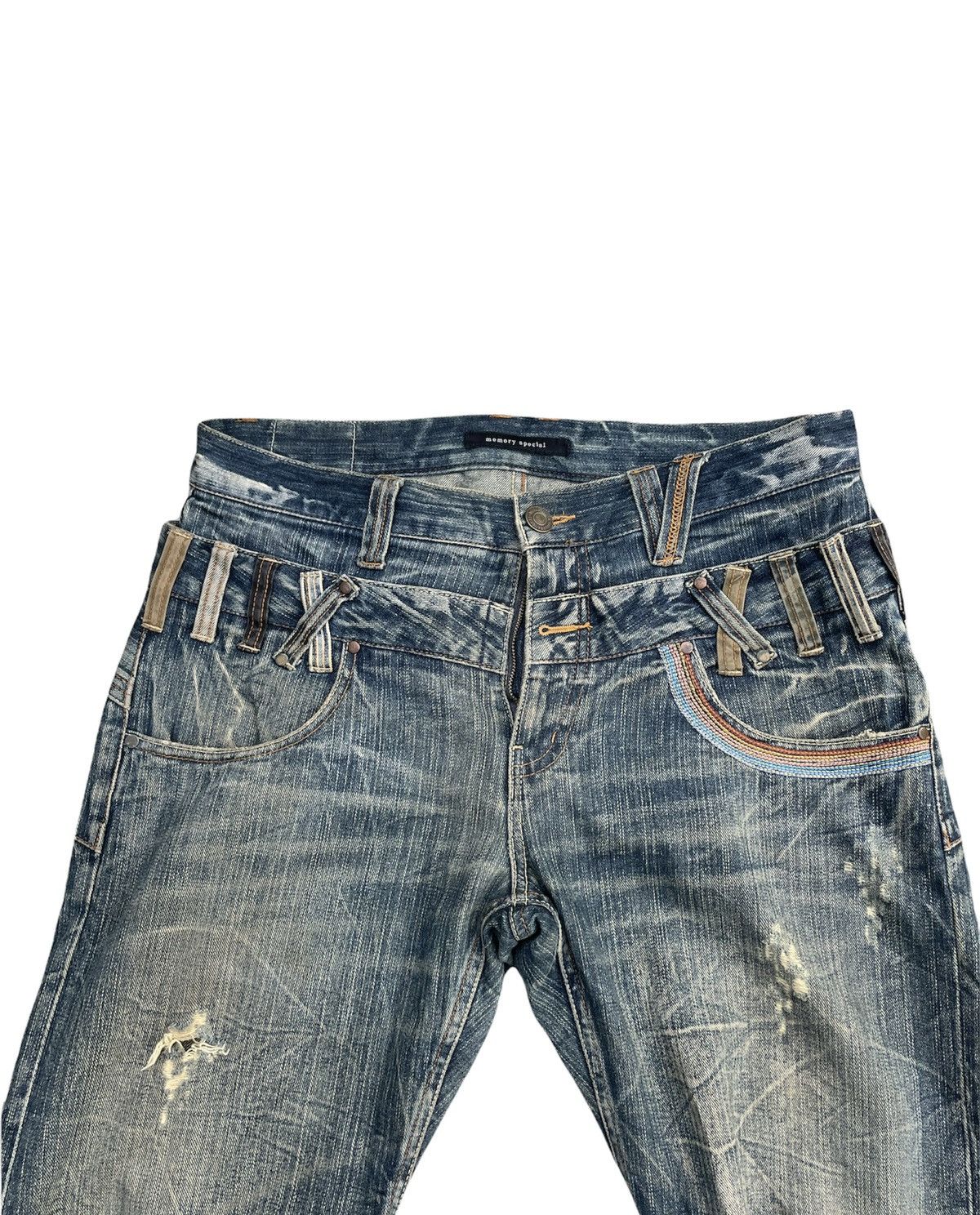 Japanese Brand Memory Special Double Waist Distressed Denim Size US 34 / EU 50 - 6 Thumbnail