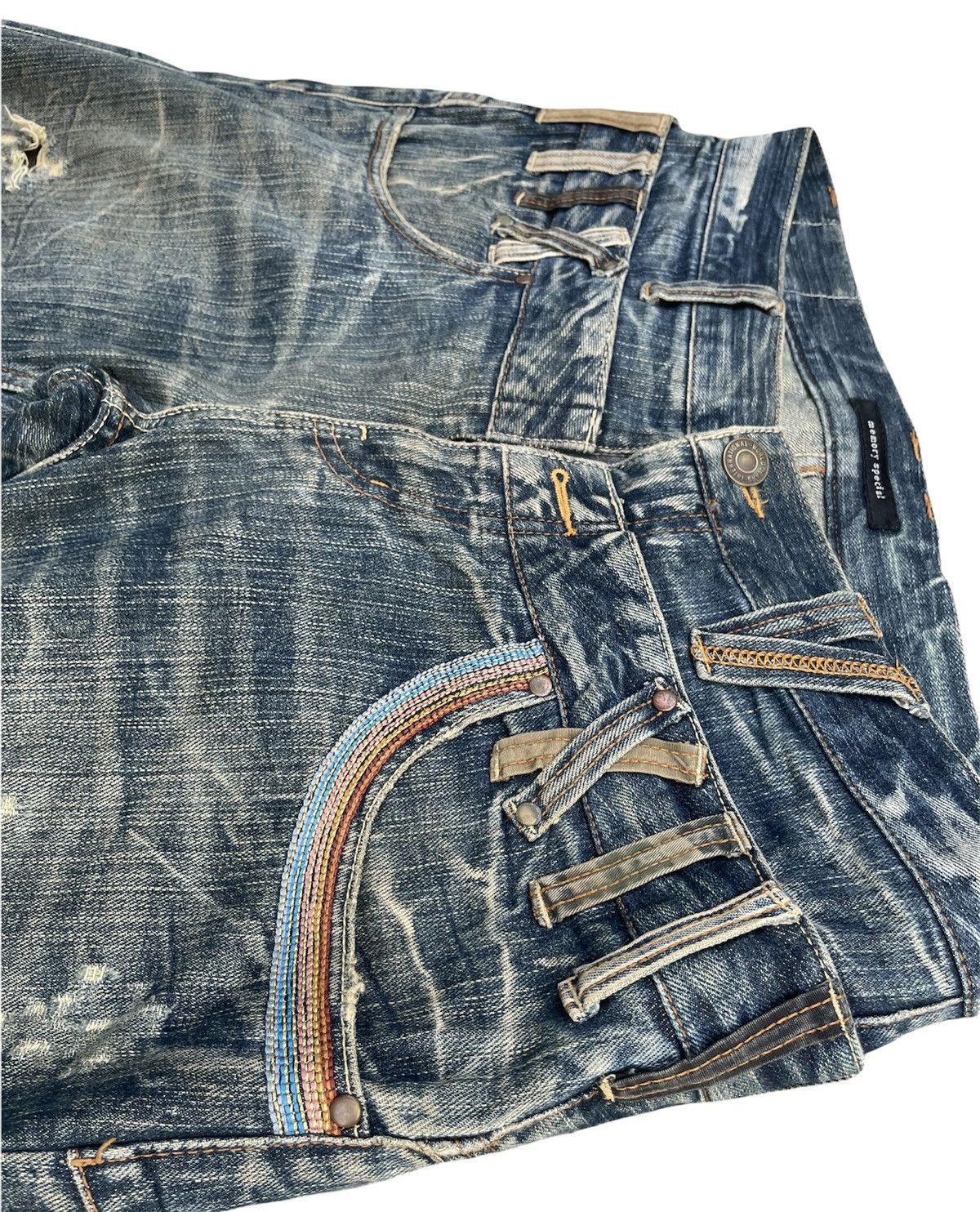 Japanese Brand Memory Special Double Waist Distressed Denim Size US 34 / EU 50 - 9 Thumbnail