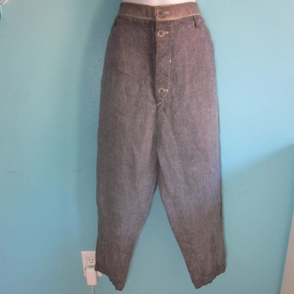 Umit Unal Linen Houndstooth Check Pants Size L