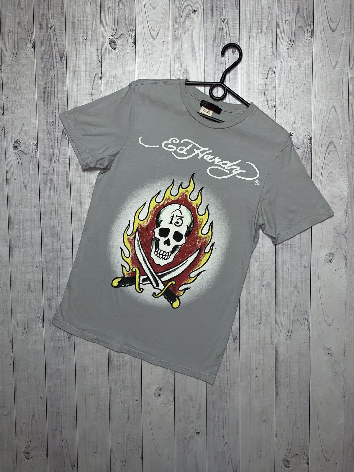Ed Hardy × Vintage Vintage Ed Hardy tee big logo 13 skull rare size S Size US S / EU 44-46 / 1 - 1 Thumbnail