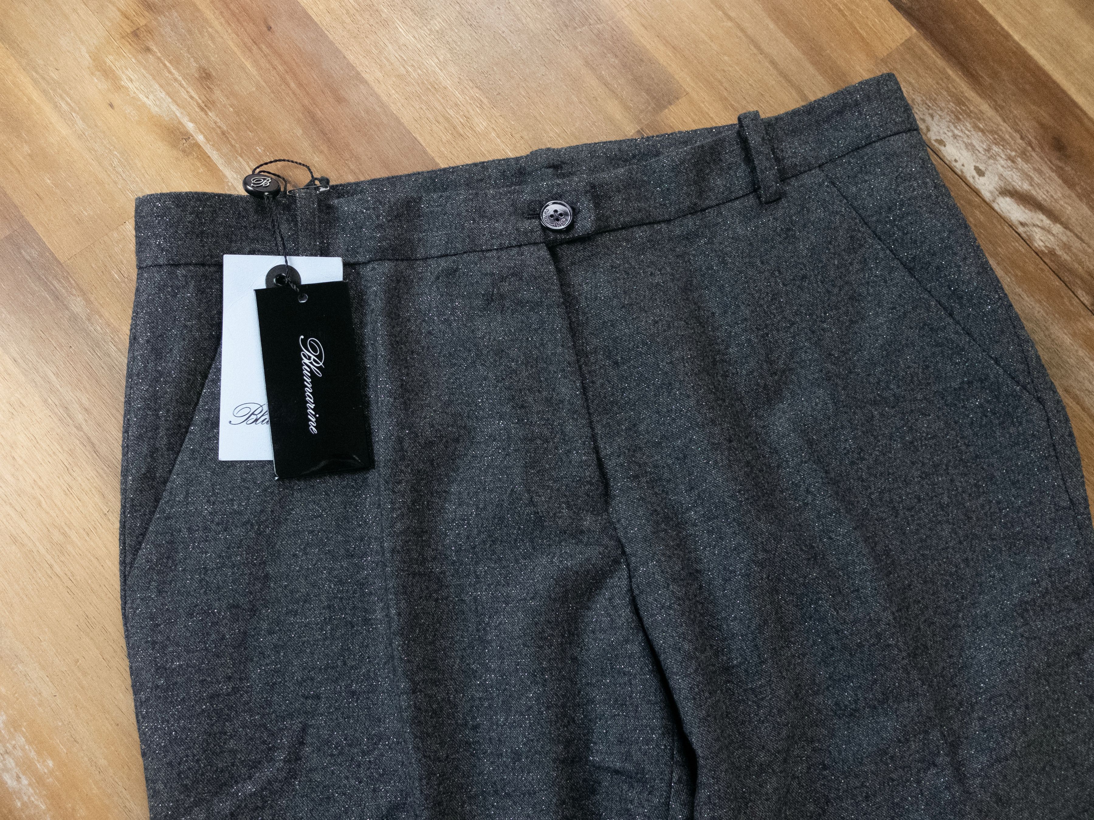 Blumarine BLUMARINE gray lurex sheen wool pants trousers 44 8 Size 30" / US 8 / IT 44 - 2 Thumbnail