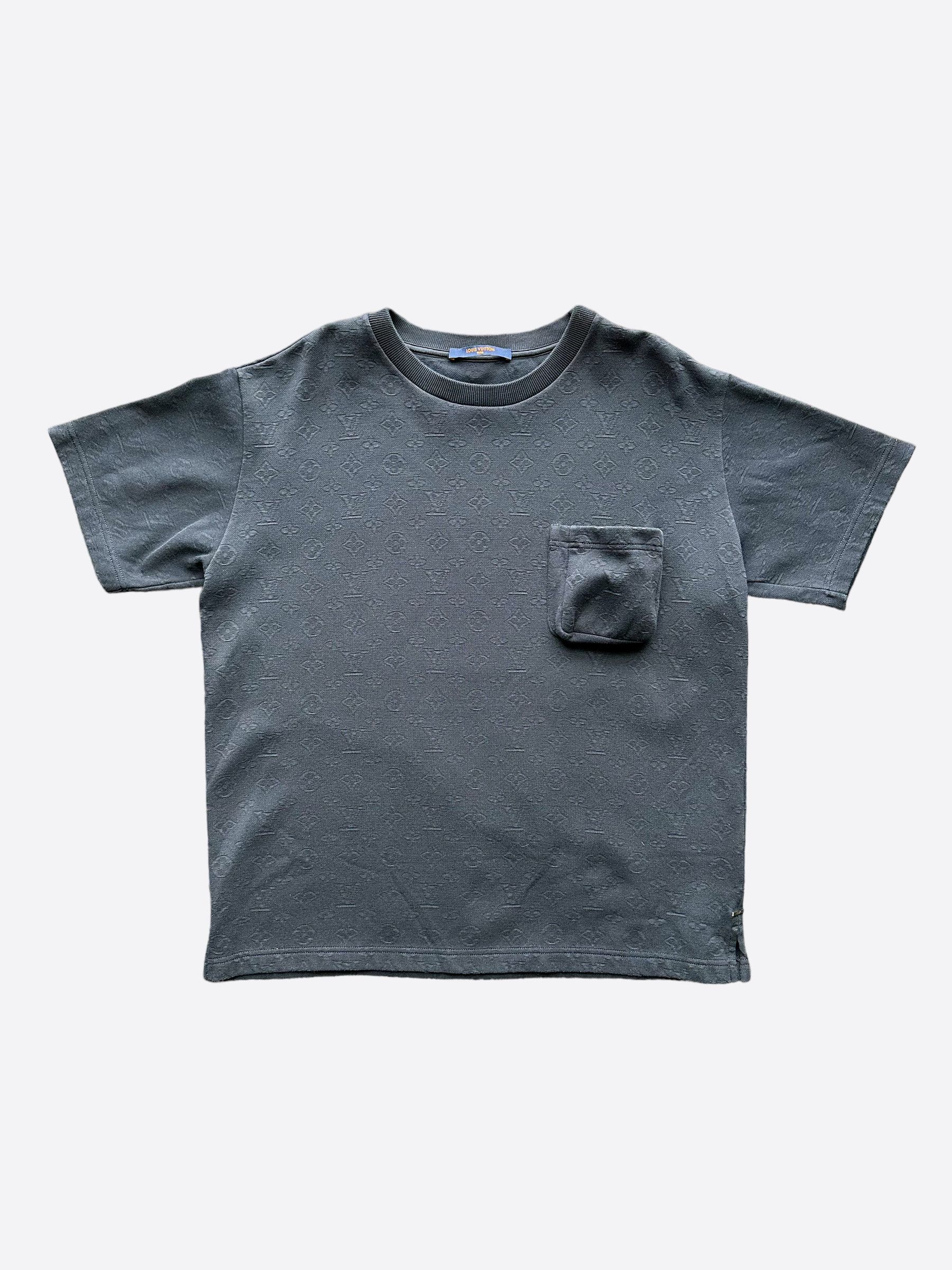 image of Louis Vuitton Navy Monogram Pocket T-Shirt in Black, Men's (Size Large)