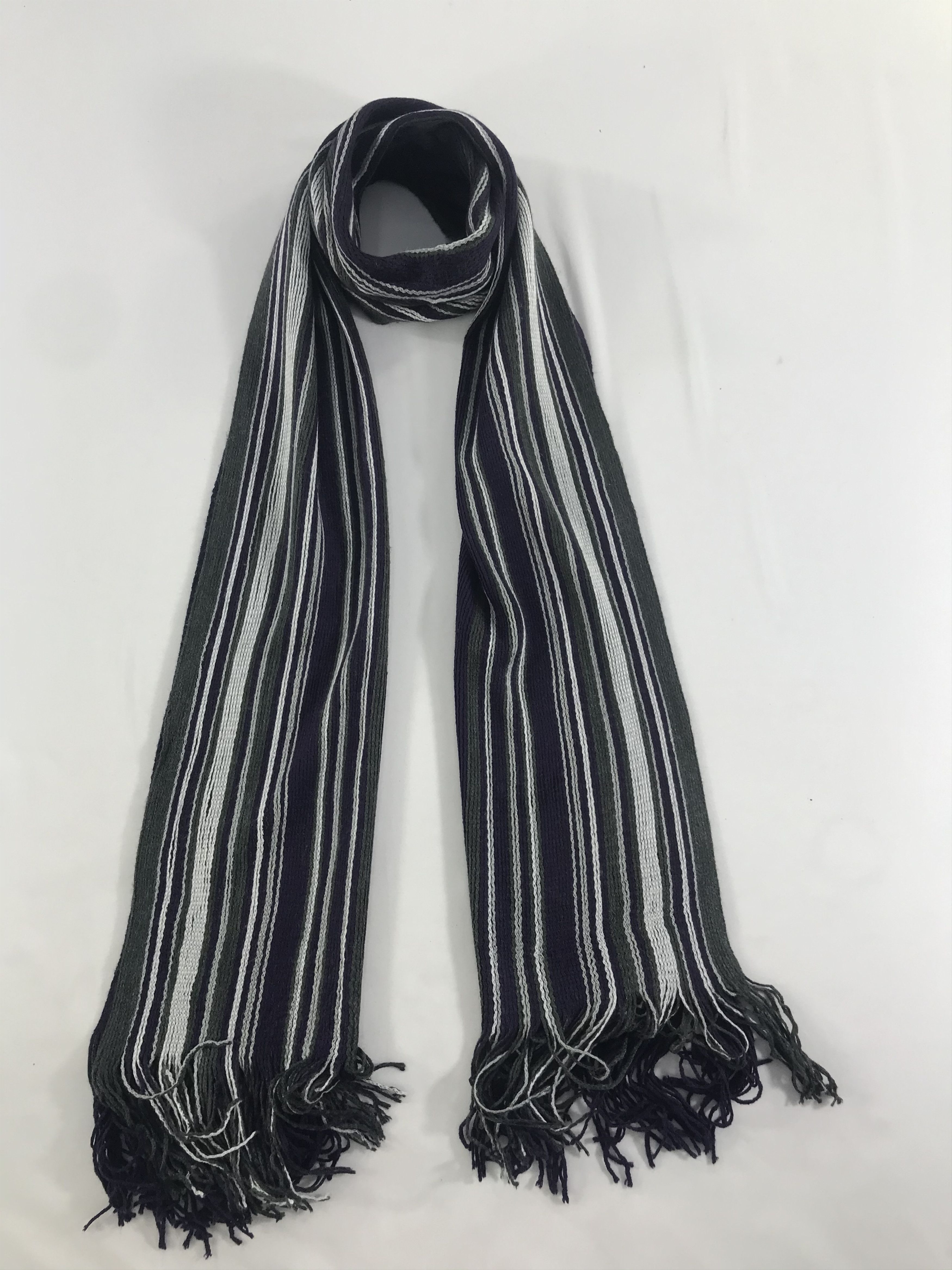 Takeo Kikuchi Striped Knit Scarf Muffler Neck Warmer V10