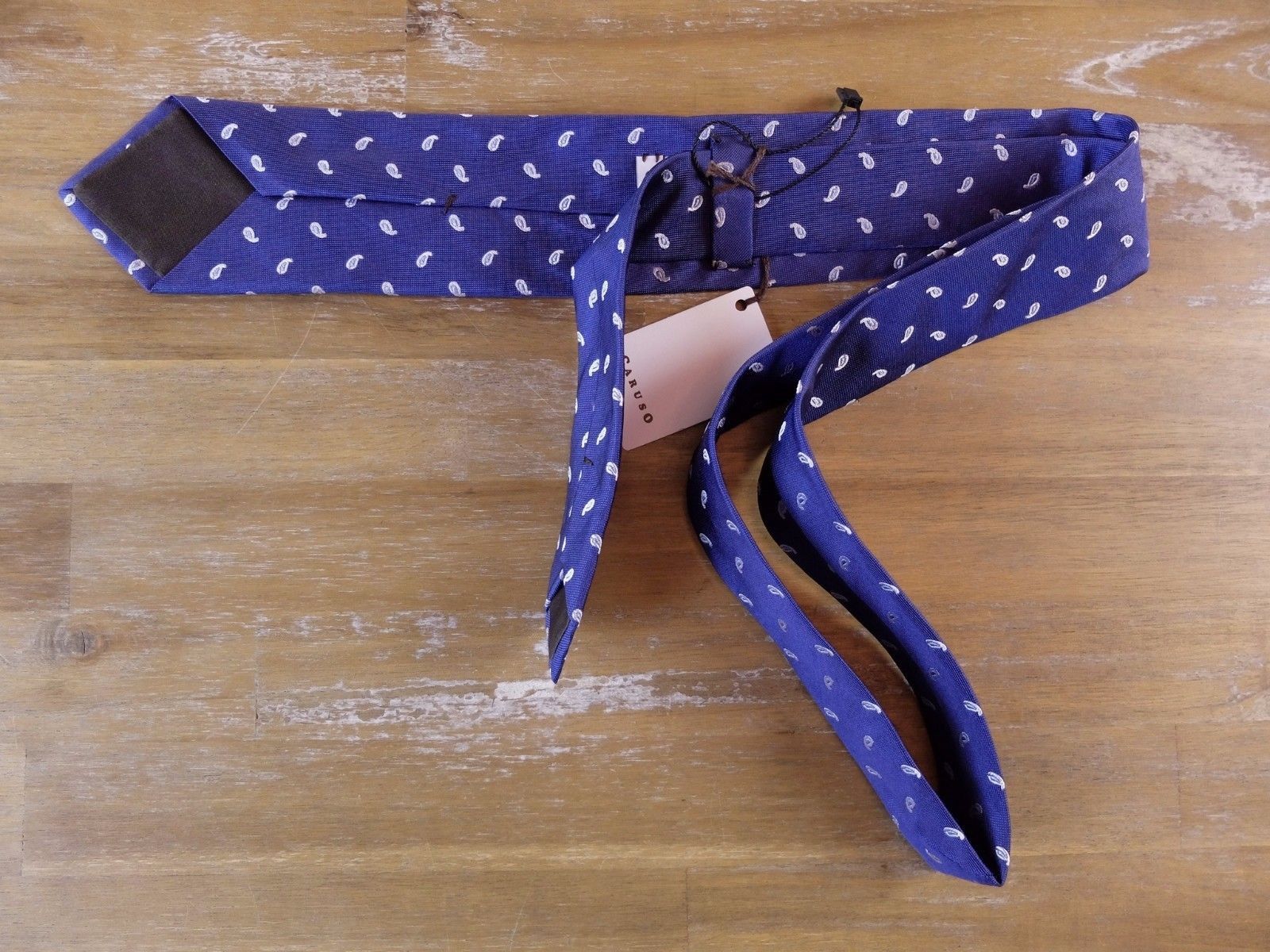 Caruso RAFFAELE CARUSO blue paisley motif woven silk tie NWT Size ONE SIZE - 2 Thumbnail