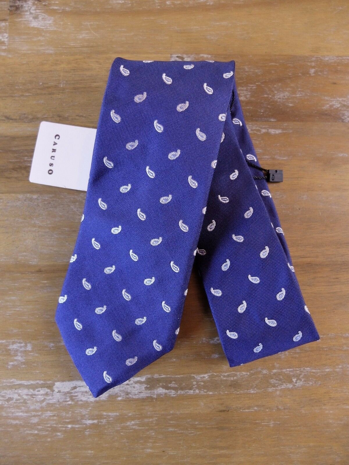 Caruso RAFFAELE CARUSO blue paisley motif woven silk tie NWT Size ONE SIZE - 1 Thumbnail