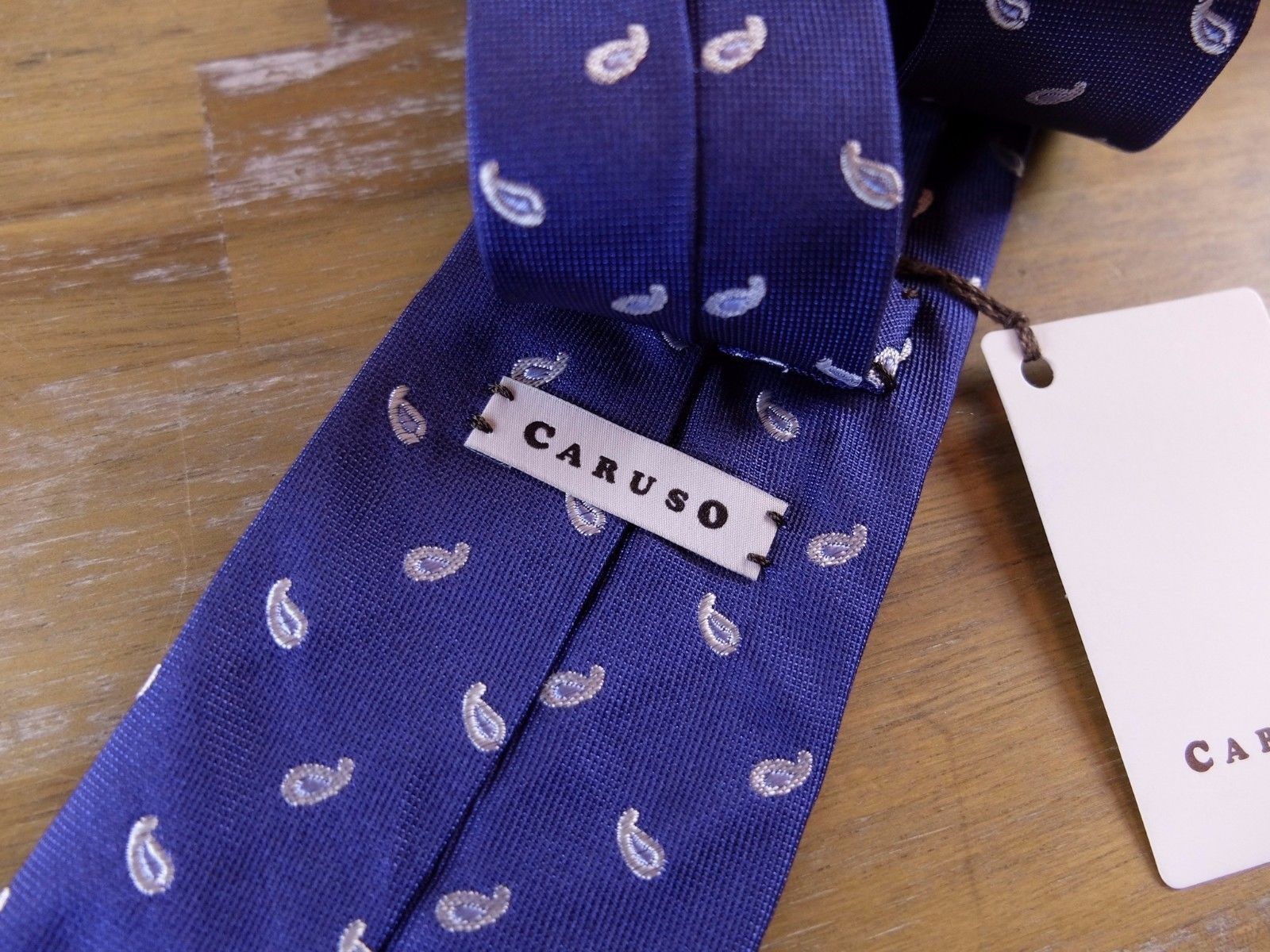 Caruso RAFFAELE CARUSO blue paisley motif woven silk tie NWT Size ONE SIZE - 3 Thumbnail