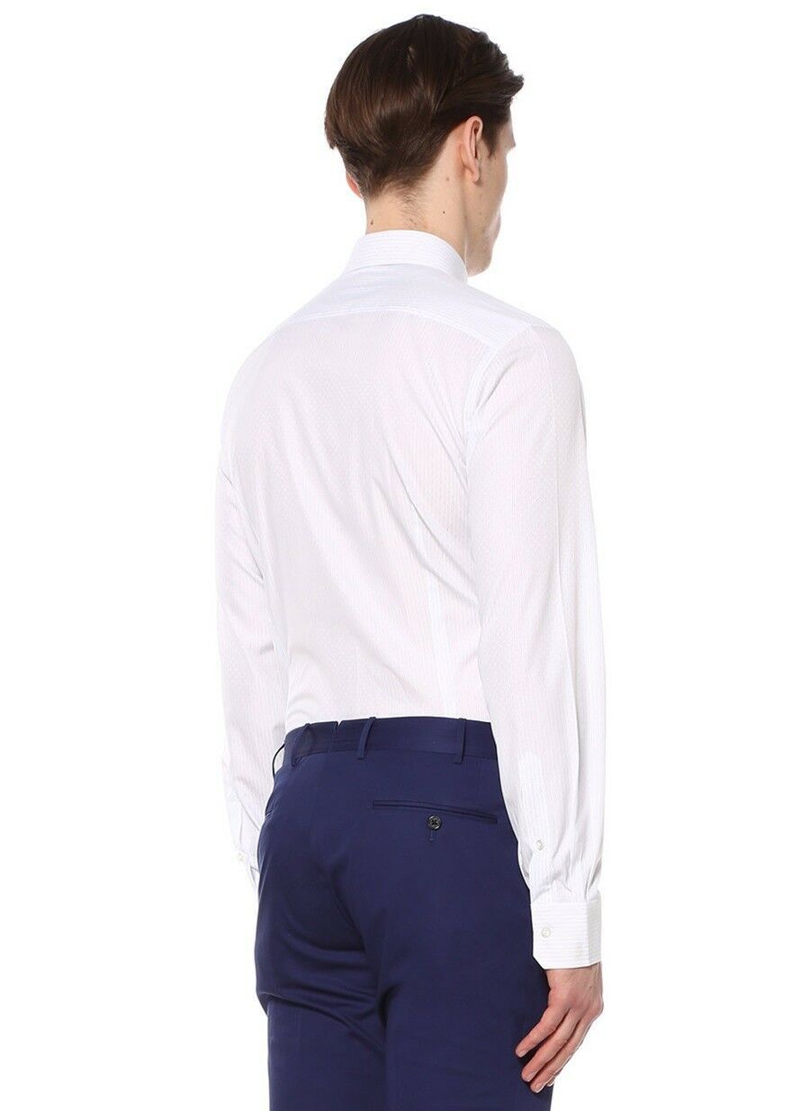 Caruso CARUSO white striped cotton dress shirt 42 / 16.5 Size US L / EU 52-54 / 3 - 2 Thumbnail