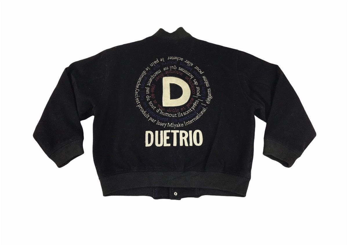 image of Duetrio Issey Miyake Art Hype Designer Varsity Jacket in Black, Men's (Size Medium)
