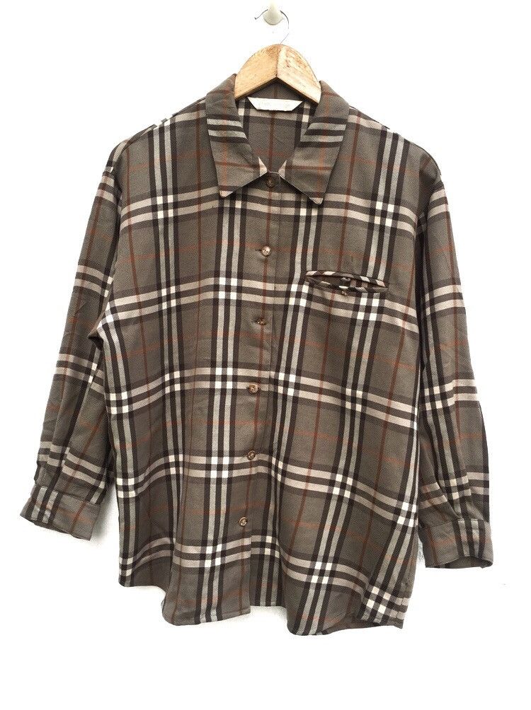 Burberry OG Burberrys 90s Nova Checkered Wool Button Shirt Size US L / EU 52-54 / 3 - 1 Thumbnail