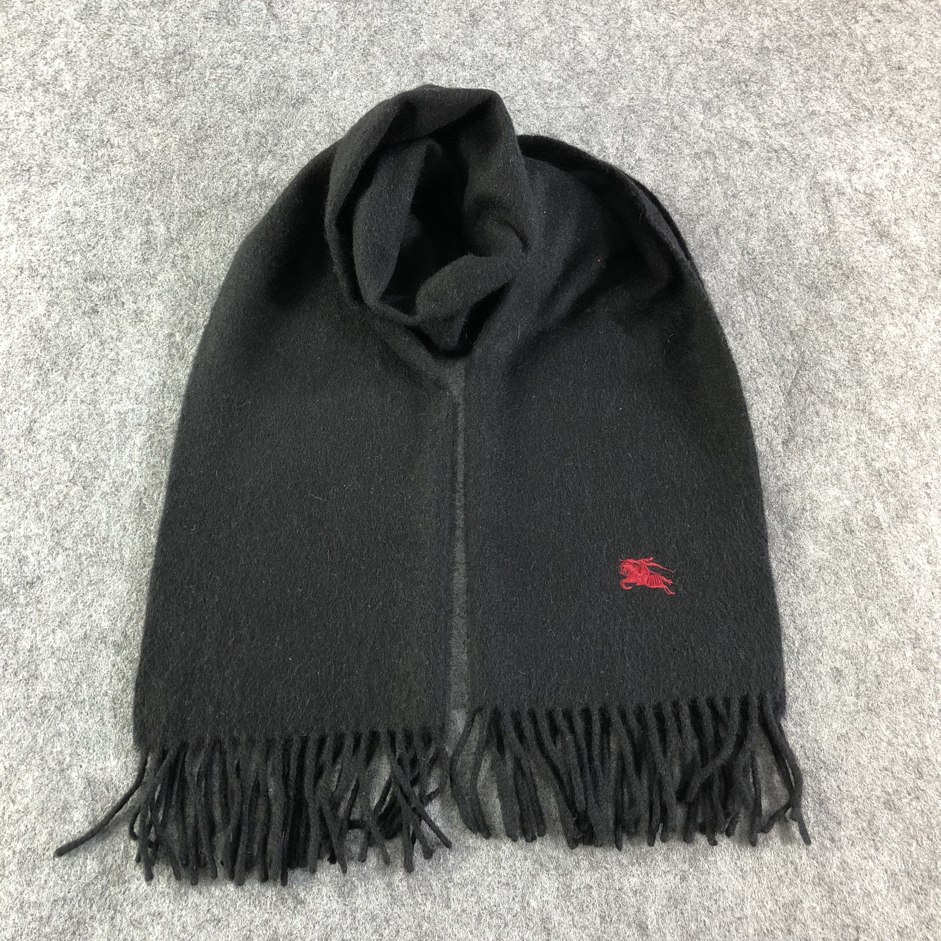 image of Burberrys Plain Black Cashmere Scarf Muffler V1609, Men's