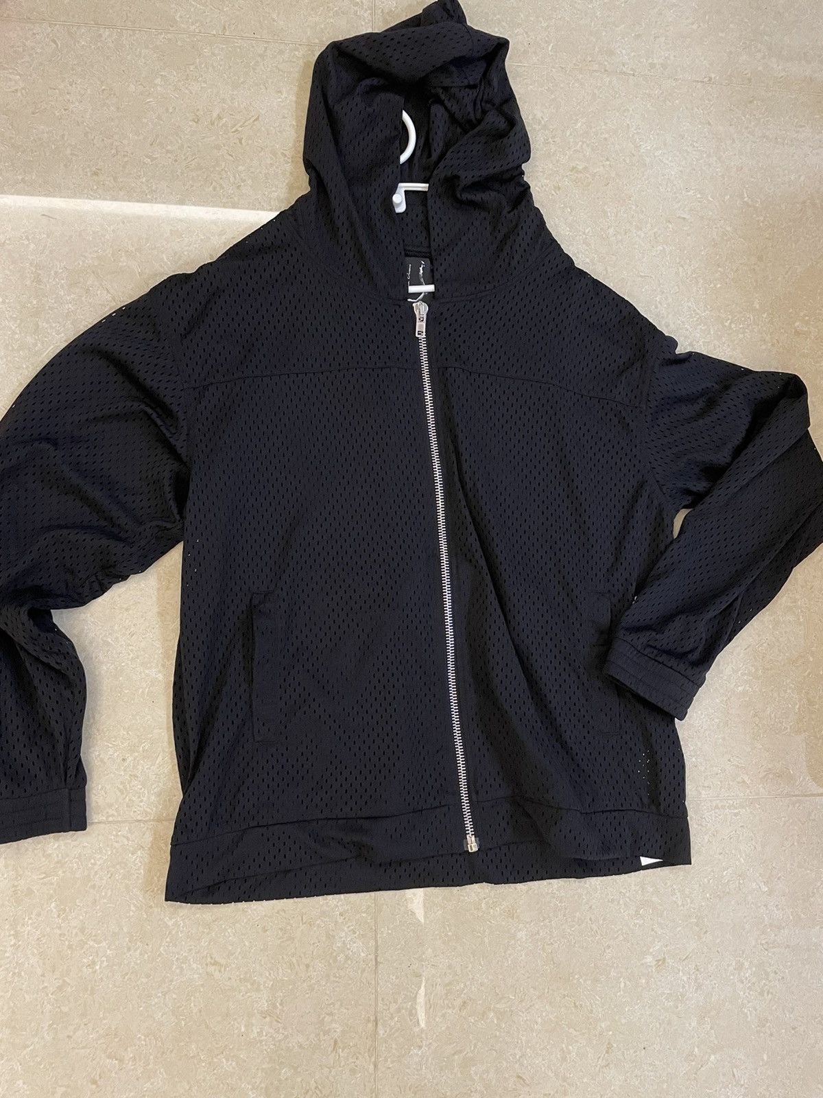 image of Champion Mesh Zip Up Hoodie in Black, Men's (Size Medium)