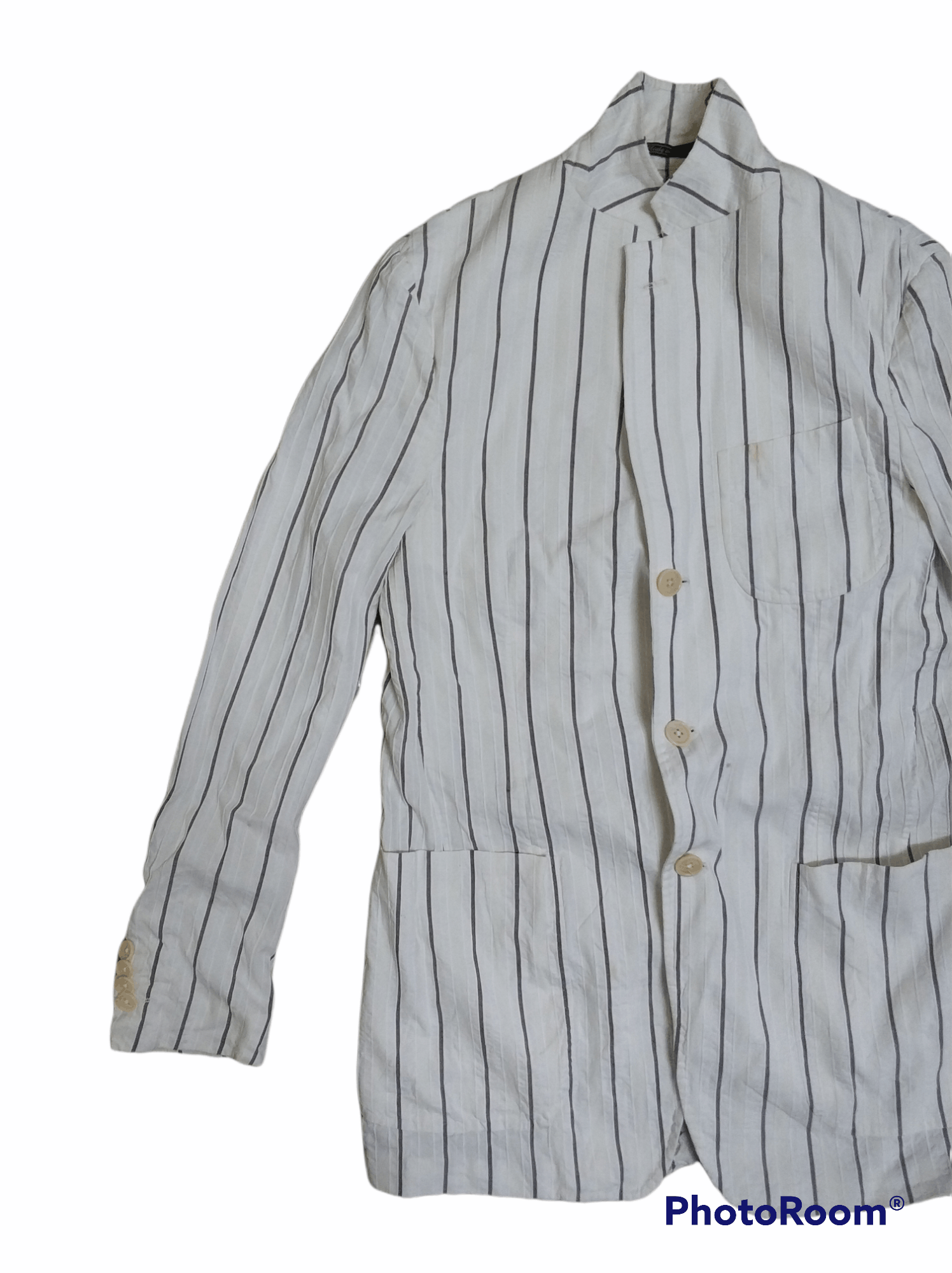 Salvatore Ferragamo 🔥White Vintage Salvatore Ferragamo Stripe Blazers Size 40S - 3 Thumbnail