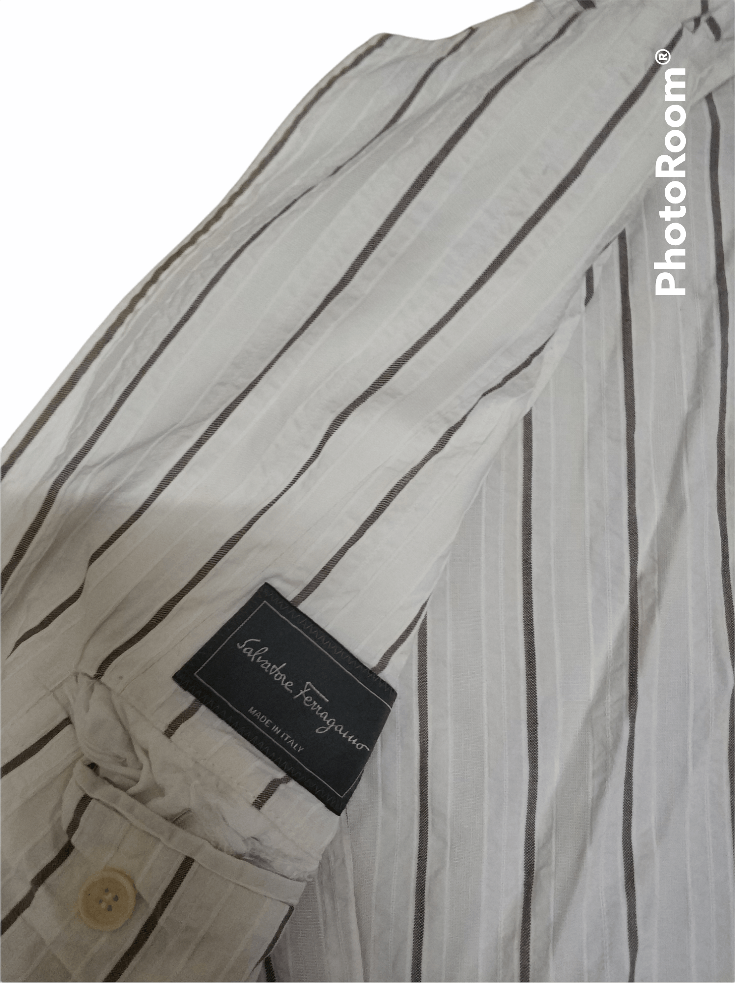 Salvatore Ferragamo 🔥White Vintage Salvatore Ferragamo Stripe Blazers Size 40S - 4 Thumbnail