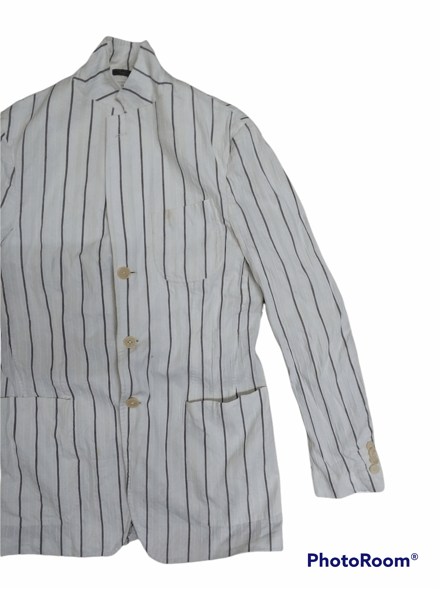 Salvatore Ferragamo 🔥White Vintage Salvatore Ferragamo Stripe Blazers Size 40S - 2 Thumbnail