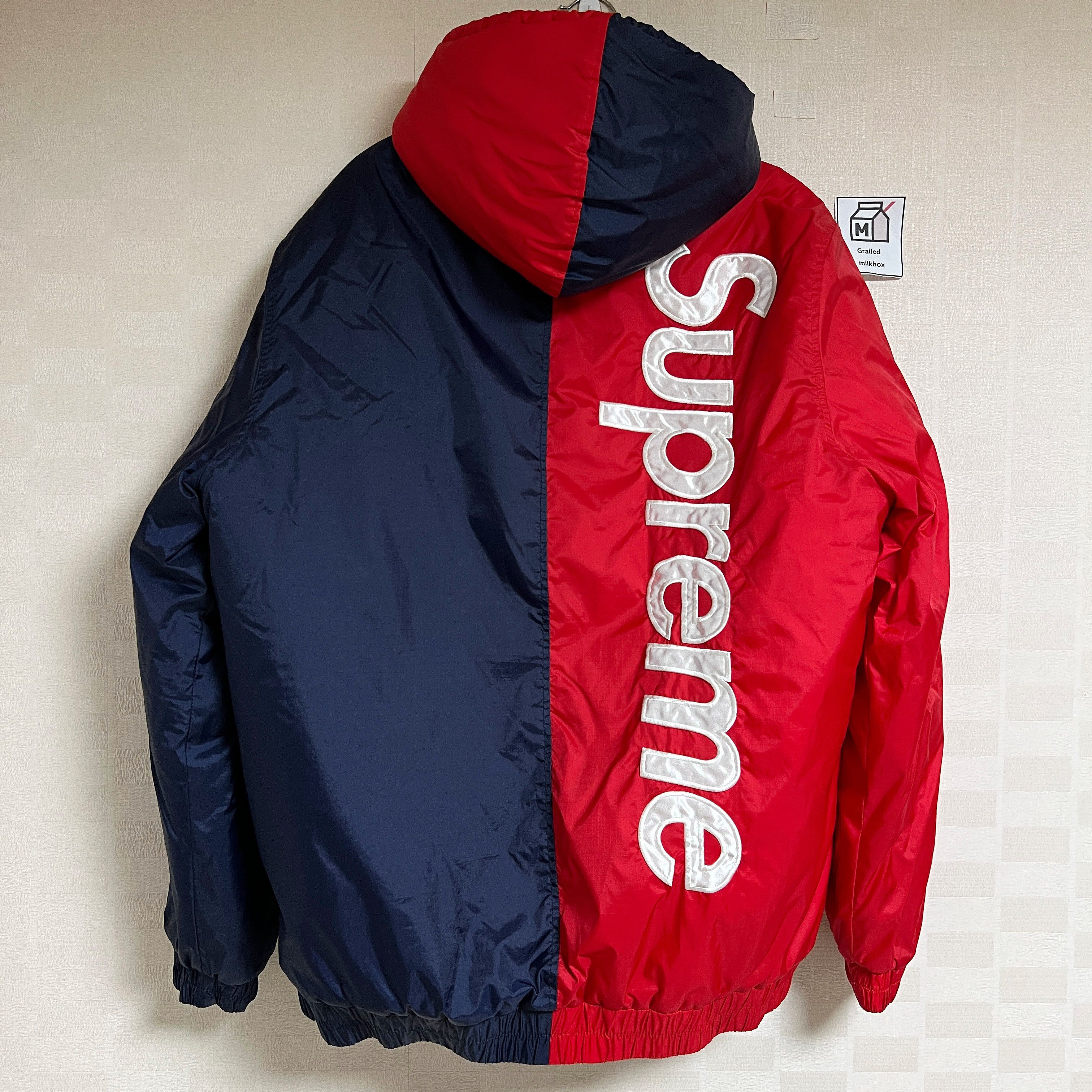 Supreme Supreme 2-Tone Hooded Sideline Jacket Navy Red FW15 | Grailed