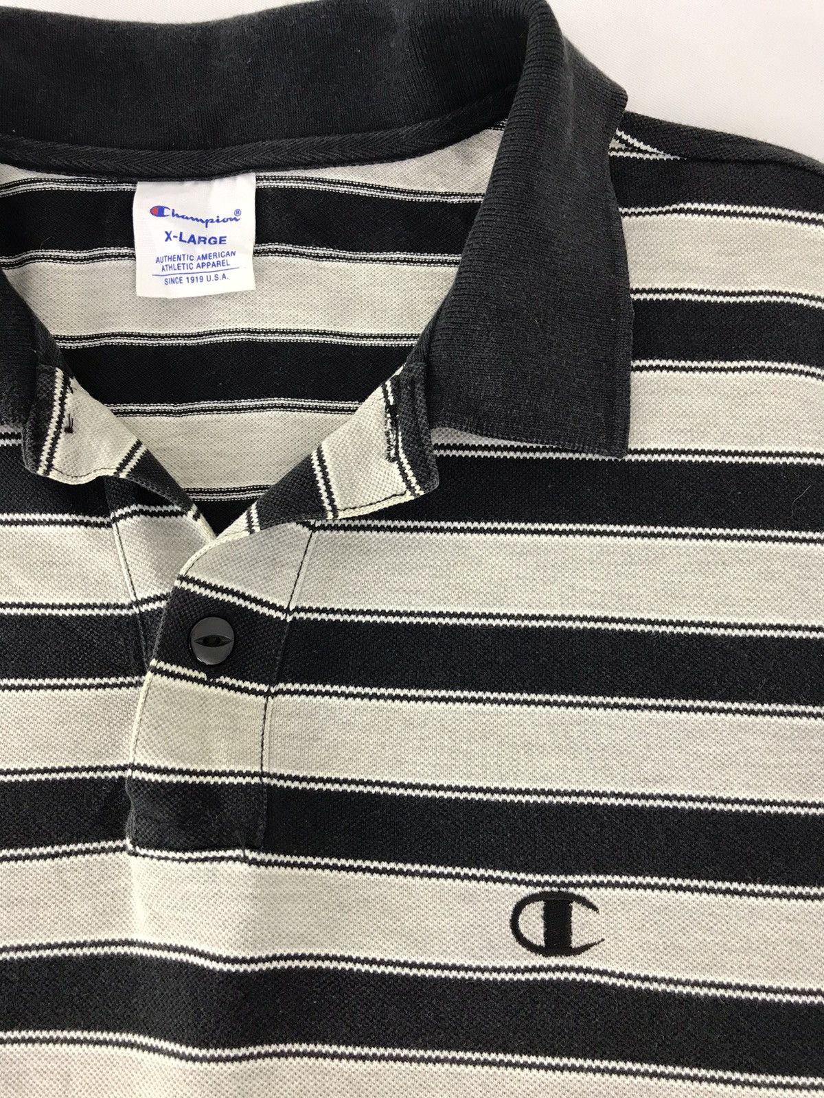 Champion × Vintage Champion Polo T-shirt Tee Striped Design Unisex Wear Size US L / EU 52-54 / 3 - 4 Thumbnail