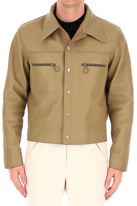 Maison Margiela Leather Jacket in Khaki Size US L / EU 52-54 / 3 - 3 Thumbnail