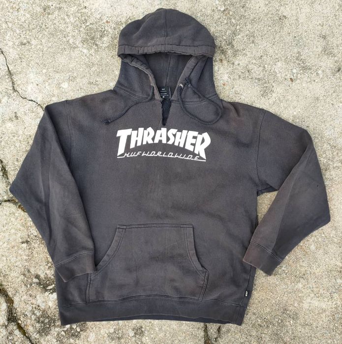 Thrasher Thrashed Huf X Thrasher Skate Distressed Hoodie Grailed