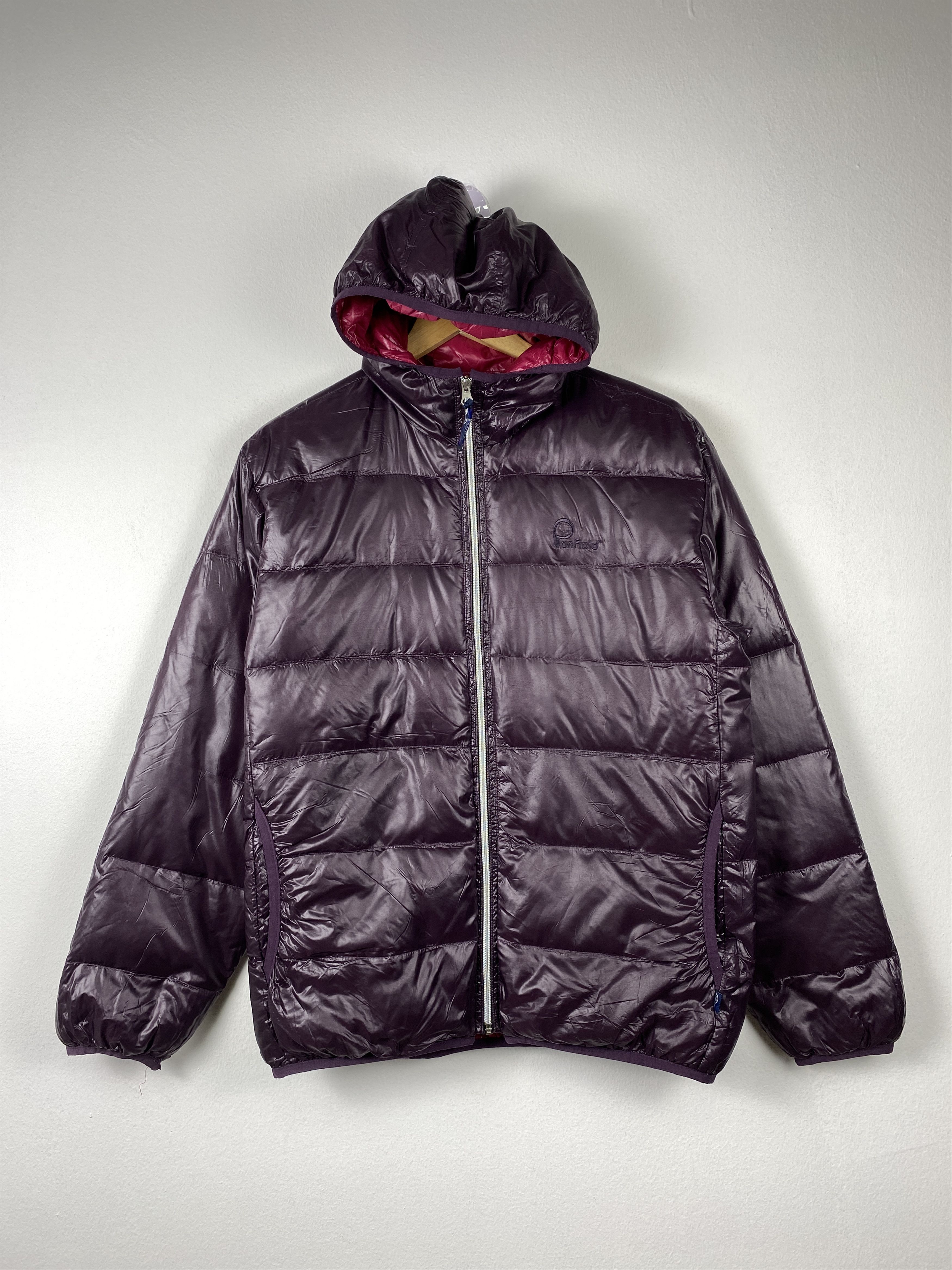 image of Penfield x Vintage Pen Field Puffer Hoodie Zip Up Jacket in Maroon, Men's (Size Small)