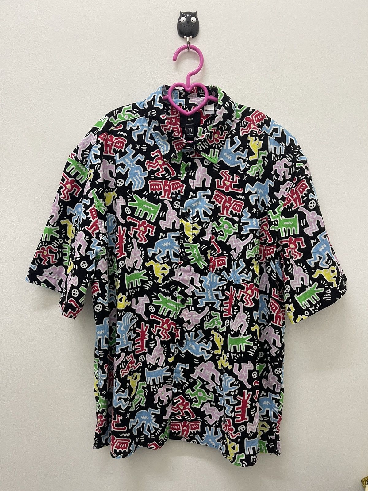 image of Art x H&m Keith Haring X H&m Full All Over Print Single Pocket, Men's (Size Medium)