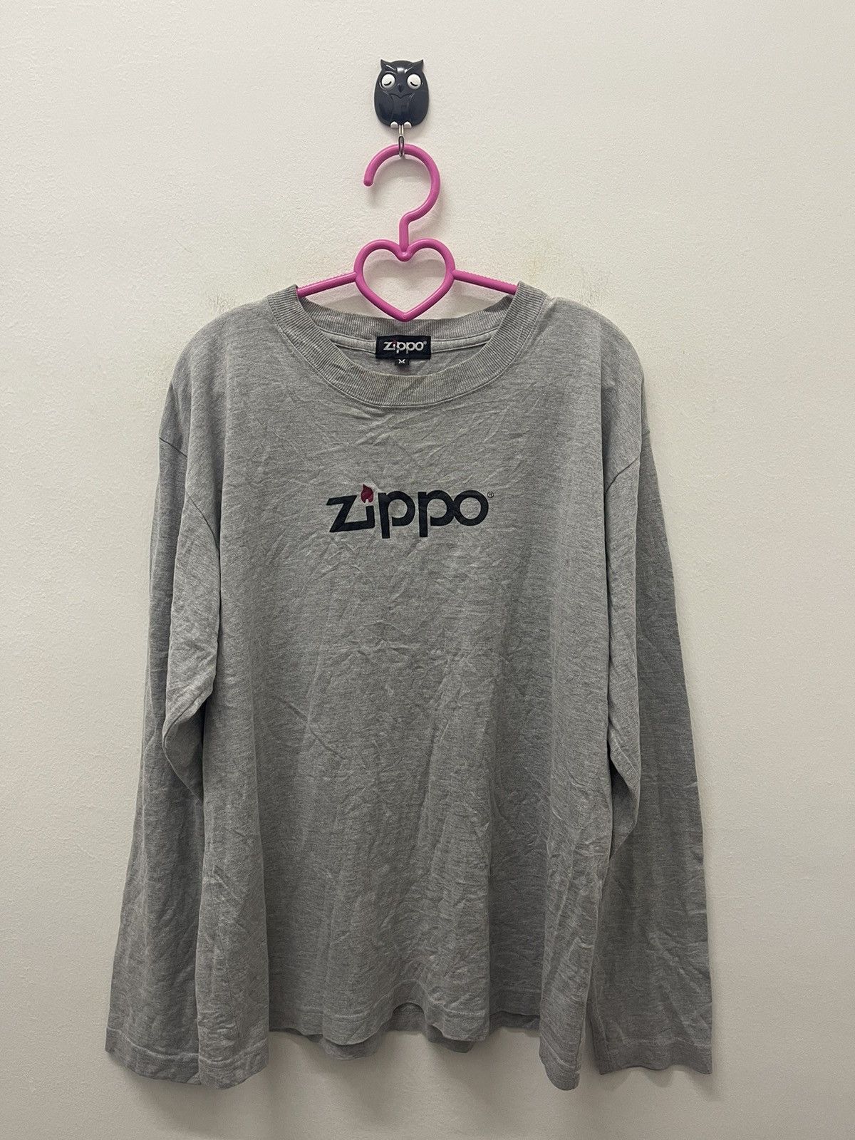 image of Vintage Zippo Spell Out in Grey, Men's (Size Medium)