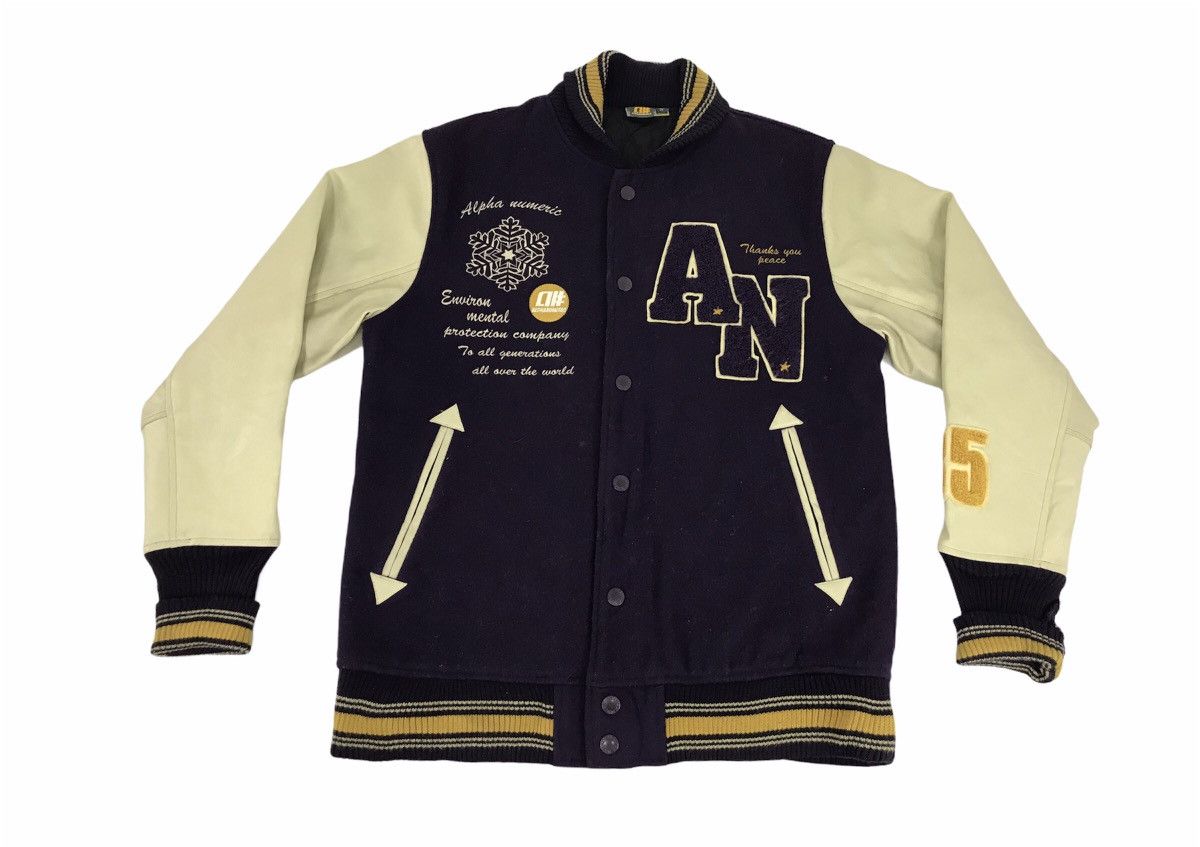 Alphanumeric × Leather Rare Alpha Numeric Clothing Varsity Jacket Leather Sleeve Size US M / EU 48-50 / 2 - 2 Thumbnail