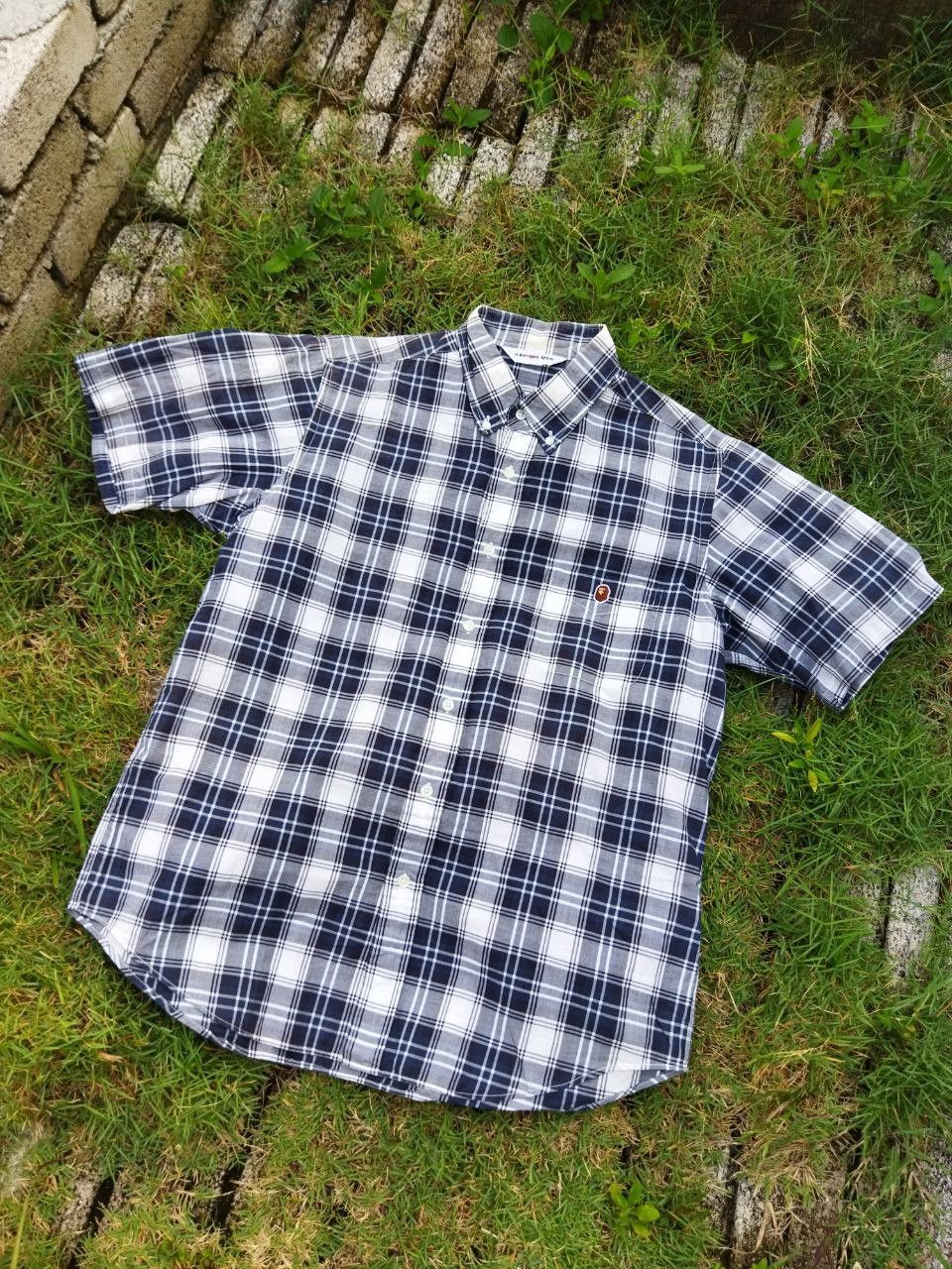 Bape One Point Plaid Check Button Up Shirt Size US L / EU 52-54 / 3 - 1 Thumbnail