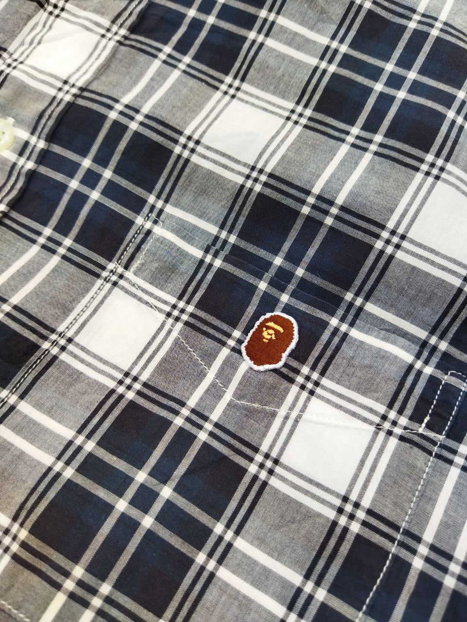 Bape One Point Plaid Check Button Up Shirt Size US L / EU 52-54 / 3 - 6 Thumbnail