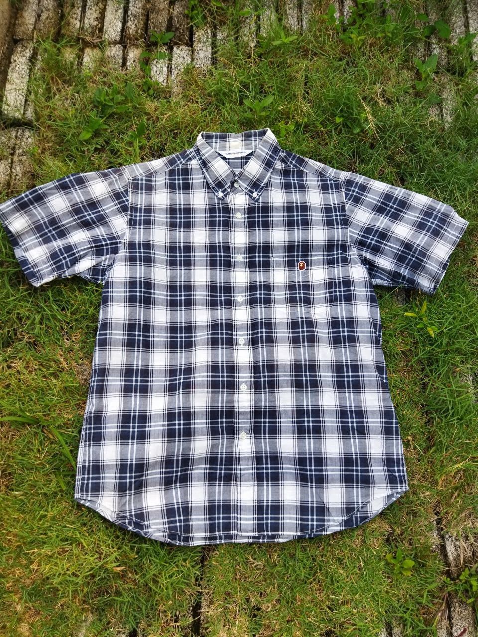Bape One Point Plaid Check Button Up Shirt Size US L / EU 52-54 / 3 - 2 Thumbnail