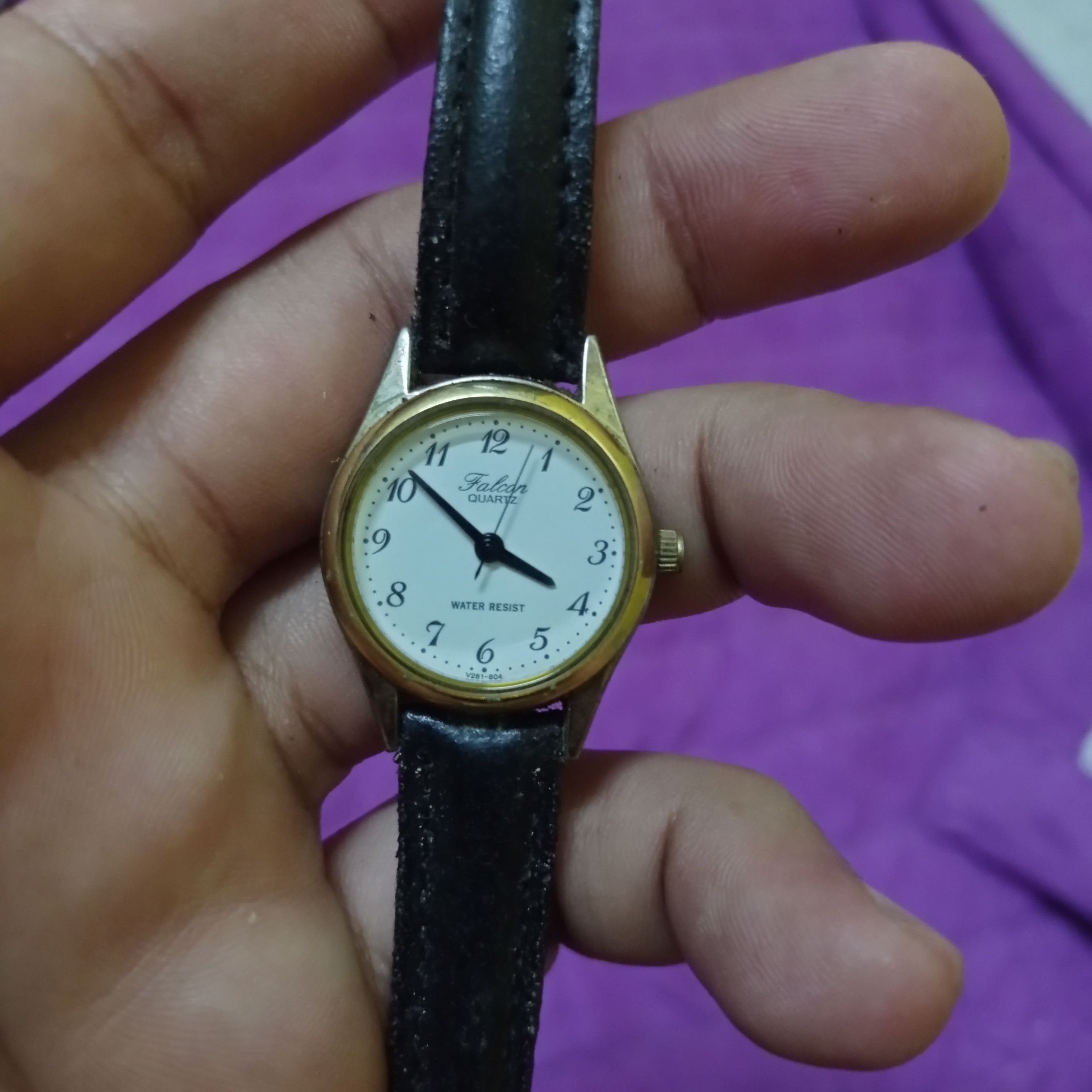 image of Vintage x Watch Retro Falcon Quartz (Ladies Old Watch By Q&q). Japan in Black/White, Women's