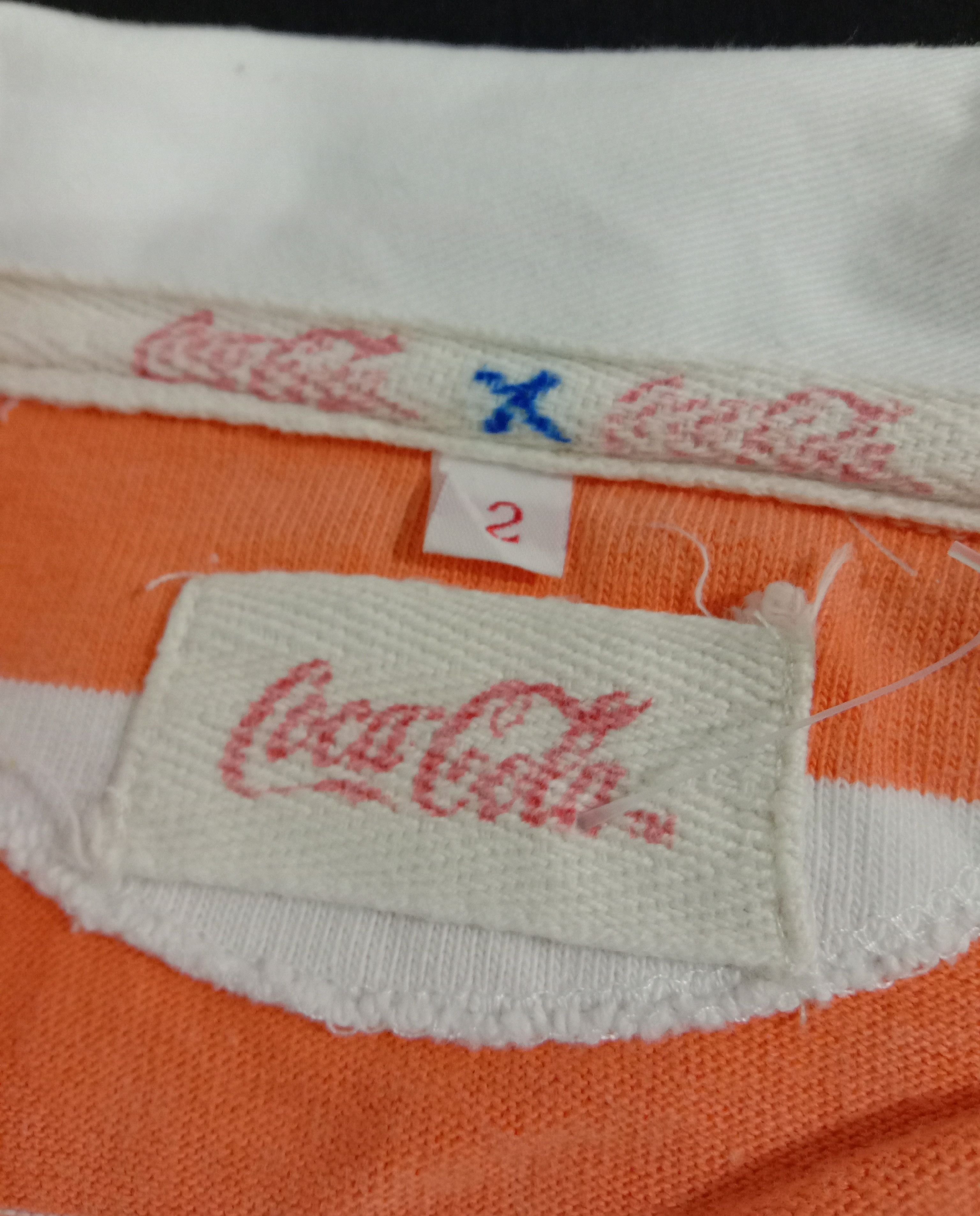 Coca Cola Vintage 80s Coca Cola Orange White Striped Rugby Size US S / EU 44-46 / 1 - 2 Thumbnail